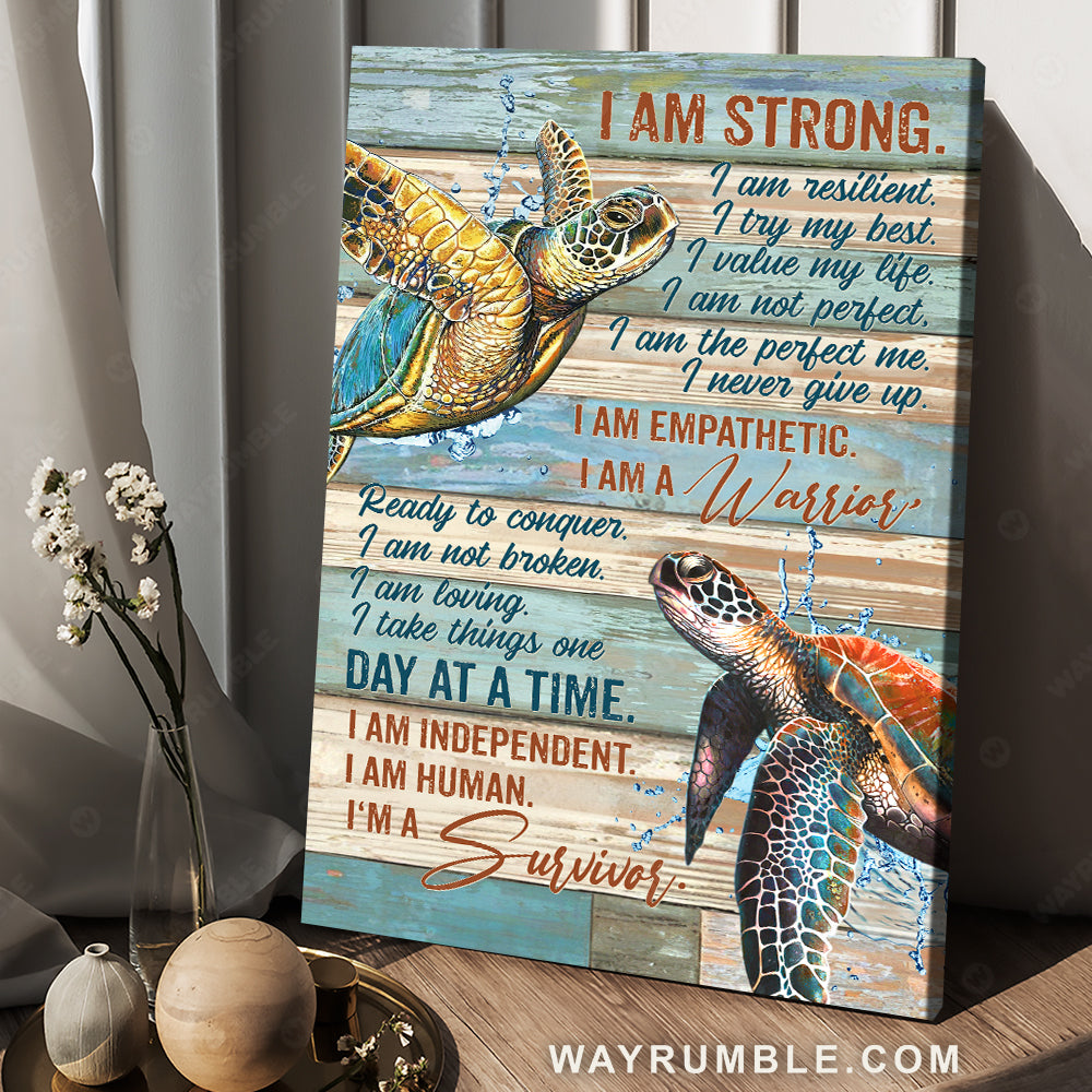 Awesome sea turtle, Great sea animal, Wonderful ocean, I am strong, I am a survivor - Jesus Portrait Canvas Prints, Christian Wall Art