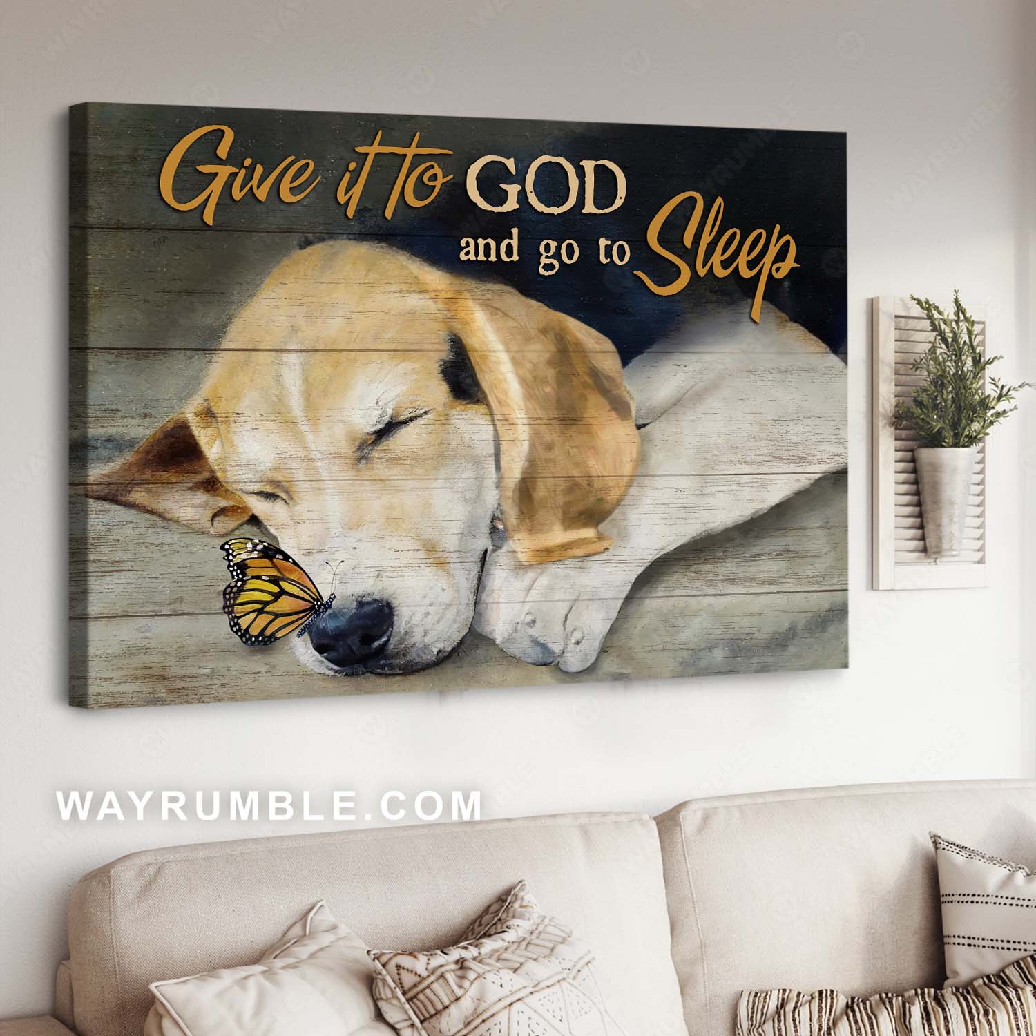 Beagle painting, Puppy lover, Monarch butterfly, Give it to God and go to sleep - Jesus Landscape Canvas Prints, Home Decor Wall Art