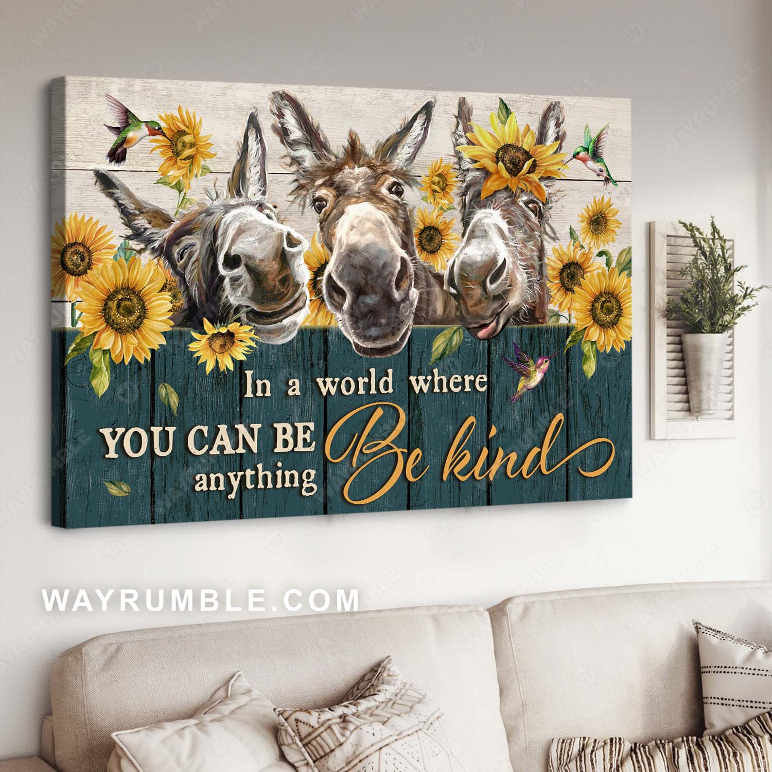 Donkey painting, Watercolor sunflower, Hummingbird drawing, Be kind - Jesus Landscape Canvas Prints, Home Decor Wall Art