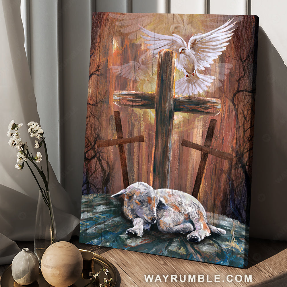 Holy spirit dove, Three crosses, Inspirational paintings, Abstract Lamb of God - Jesus Portrait Canvas Prints, Wall Art
