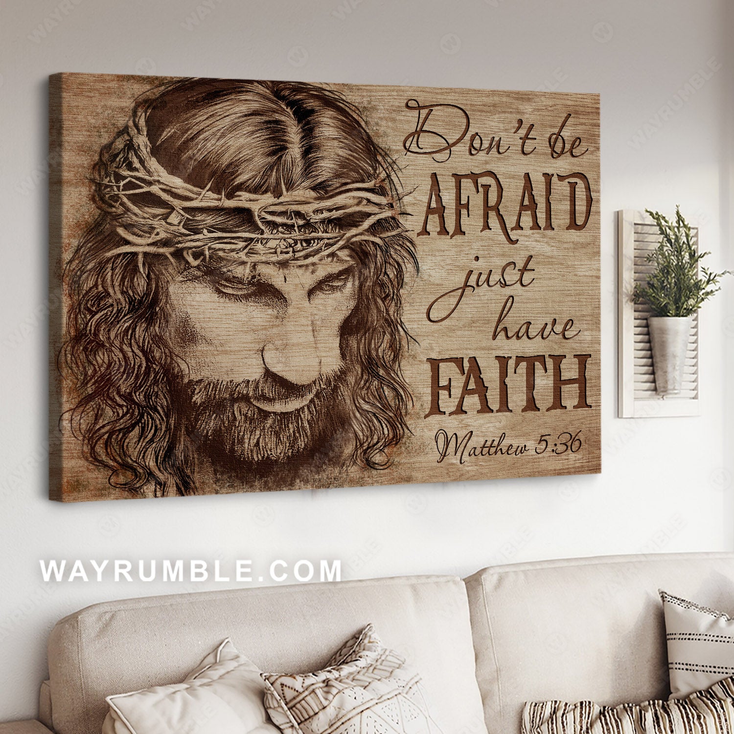 Abstract Jesus painting, Motivational quote, Don't be afraid, Just have faith - Jesus Landscape Canvas Prints, Christian Wall Art