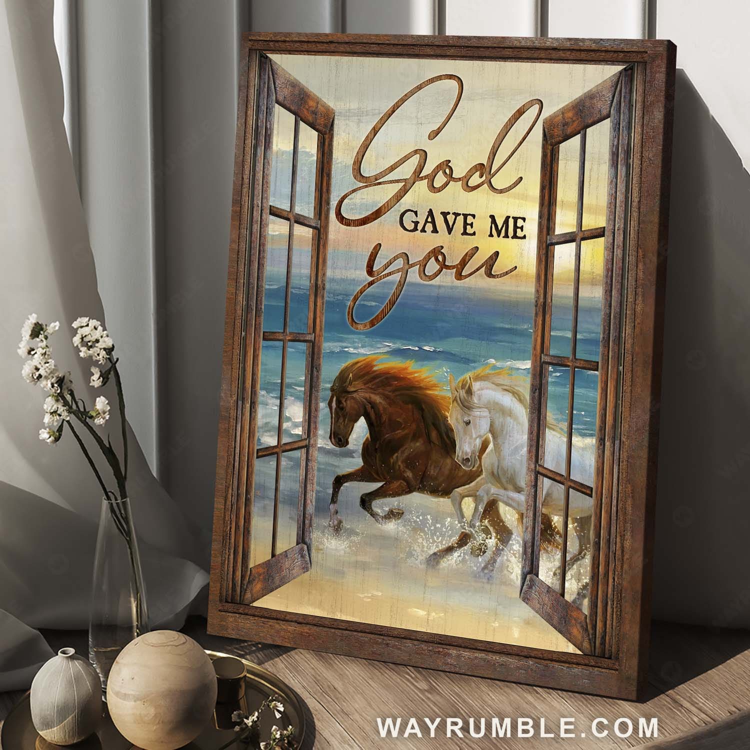 Horse painting, Wild horses, On the beach, Wooden windows, God gave me you - Jesus Portrait Canvas Prints, Home Decor Wall Art