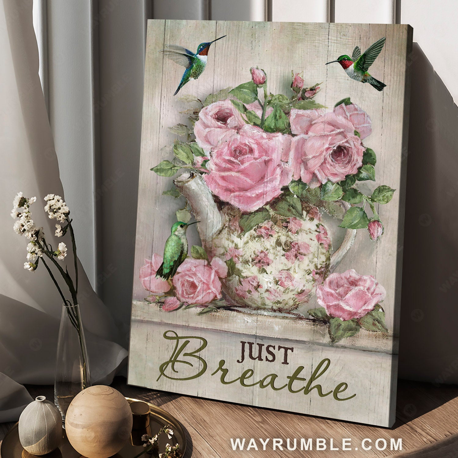 Rose painting, Vintage flower vase, Watercolor hummingbird, Just breathe - Jesus Portrait Canvas Prints, Home Decor Wall Art