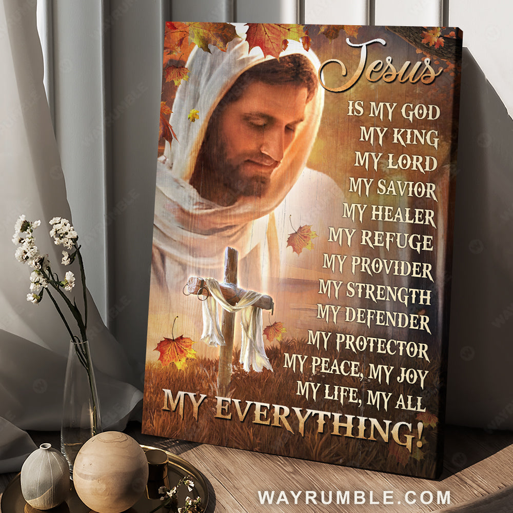 Autumn season, Abstract Jesus painting, Jesus is my God, my King, my everything - Jesus Portrait Canvas Prints, Christian Wall Art