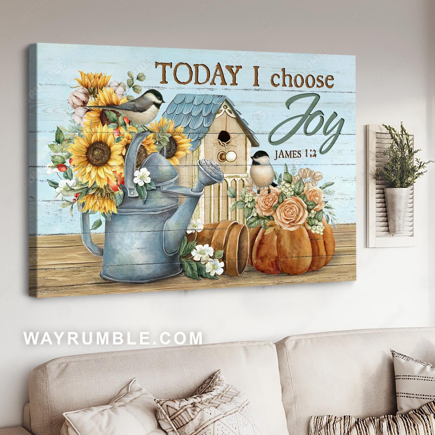 Chickadee drawing, Bird house, Rustic flower garden, Today I choose joy - Jesus Landscape Canvas Prints, Home Decor Wall Art