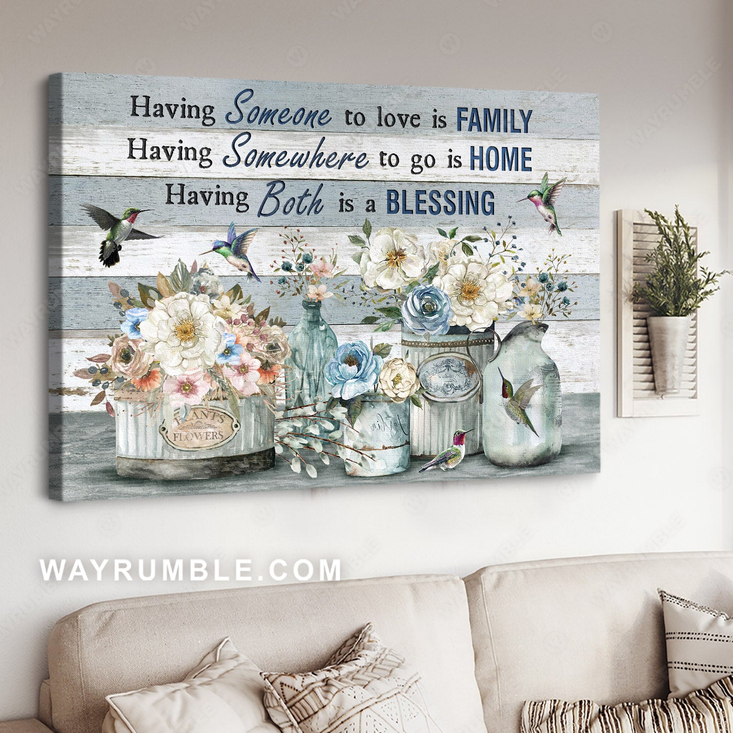 Hummingbird drawing, Rustic flower, Vintage art, Having someone to love is Family - Jesus Landscape Canvas Prints, Home Decor Wall Art