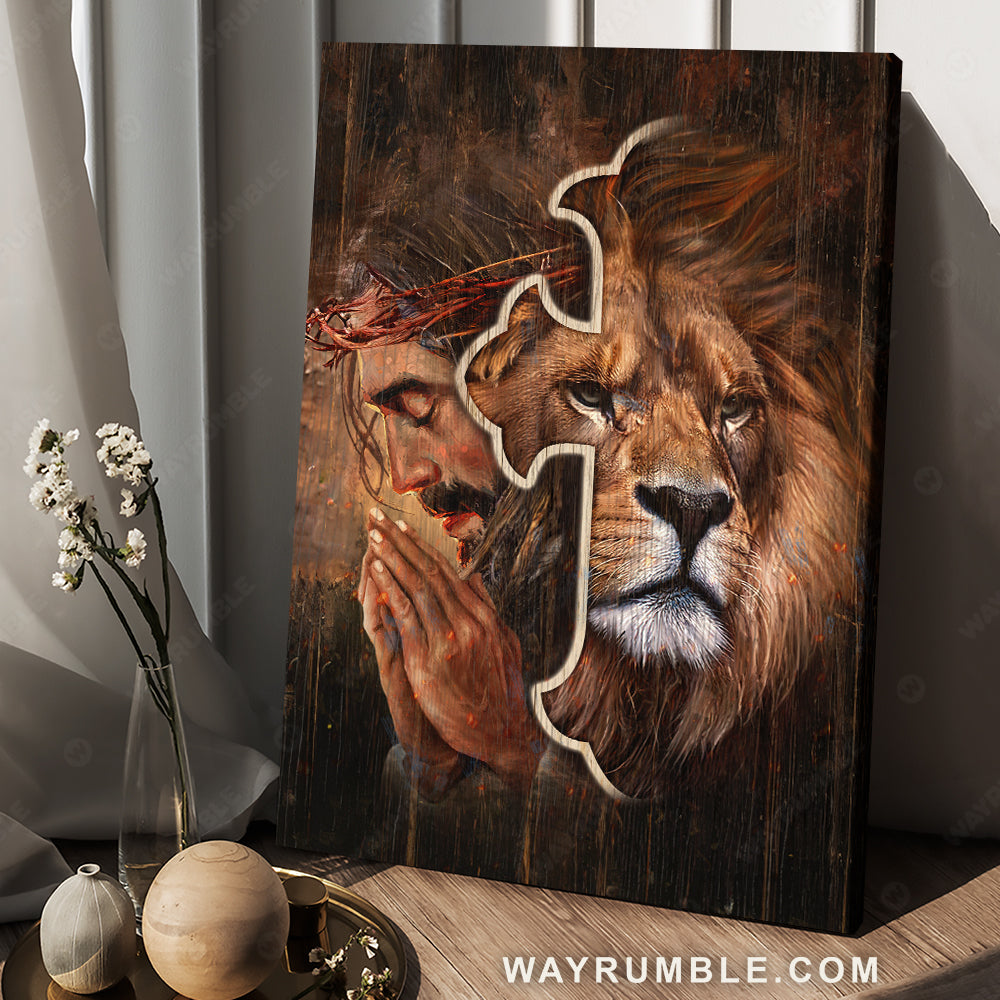 Abstract cross, Jesus painting, Lion of Judah, Pray for healing - Jesus Portrait Canvas Prints, Christian Wall Art