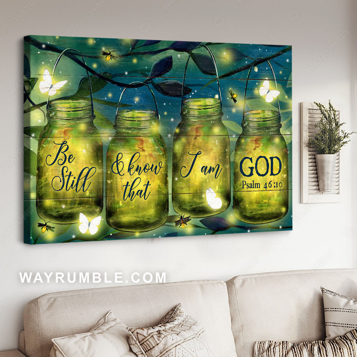 Fantasy forest, Sparkling fireflies, Abstract butterfly, Be still &amp; know that I am God - Jesus Landscape Canvas Prints, Home Decor Wall Art