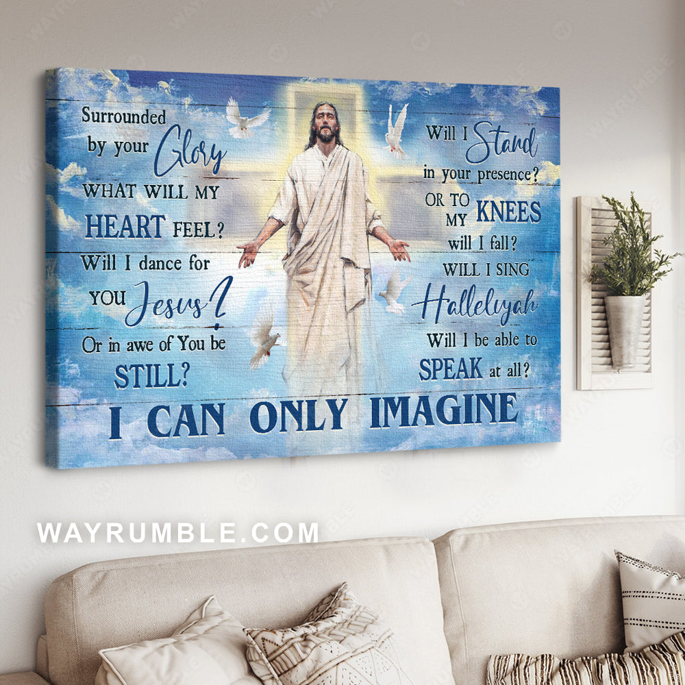 Blue sky, Holy spirit dove, Jesus painting, I can only imagine - Jesus Landscape Canvas Prints, Christian Wall Art