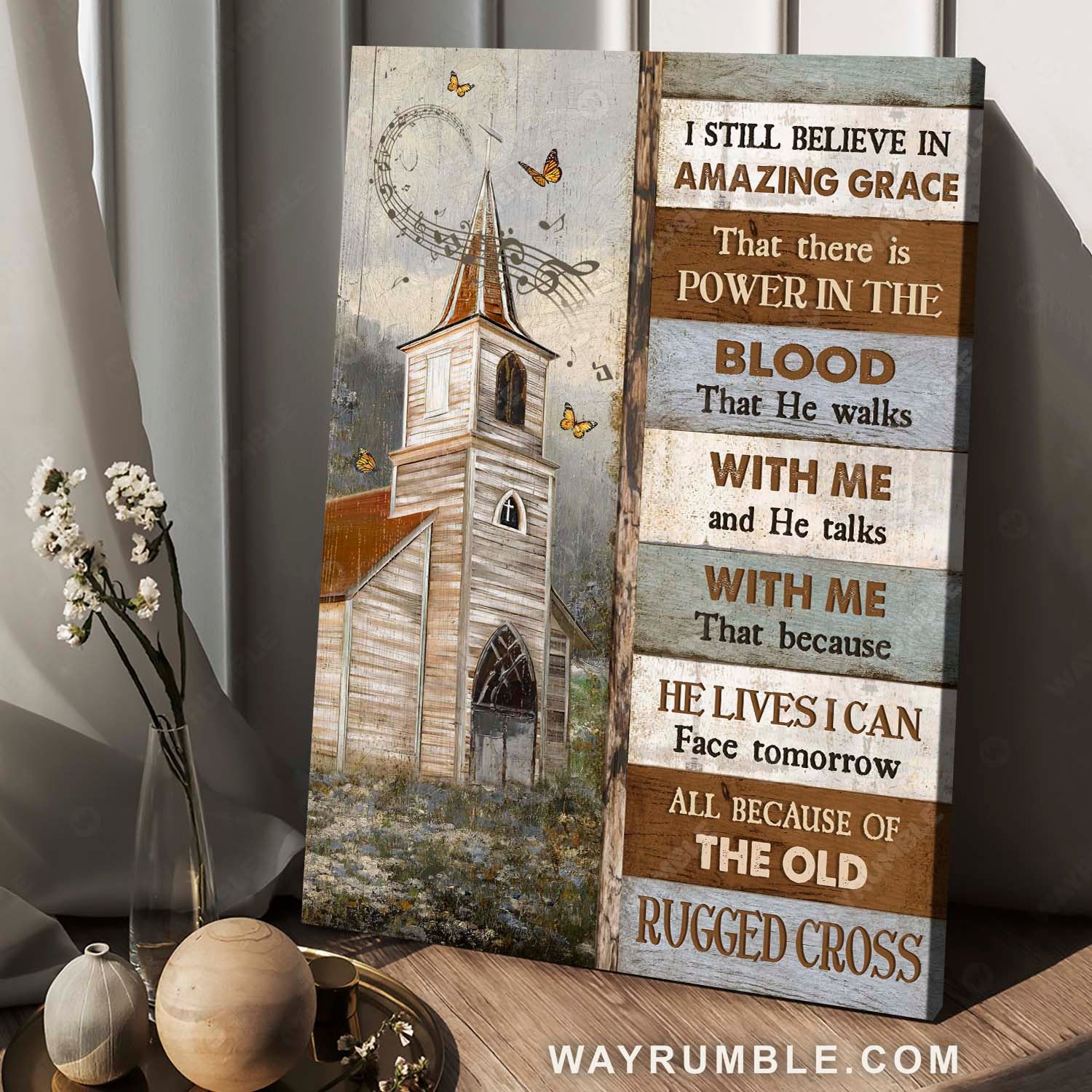 Catholic church, Monarch butterfly, Inspirational quote, I still believe in amazing grace - Jesus Portrait Canvas Prints, Christian Wall Art