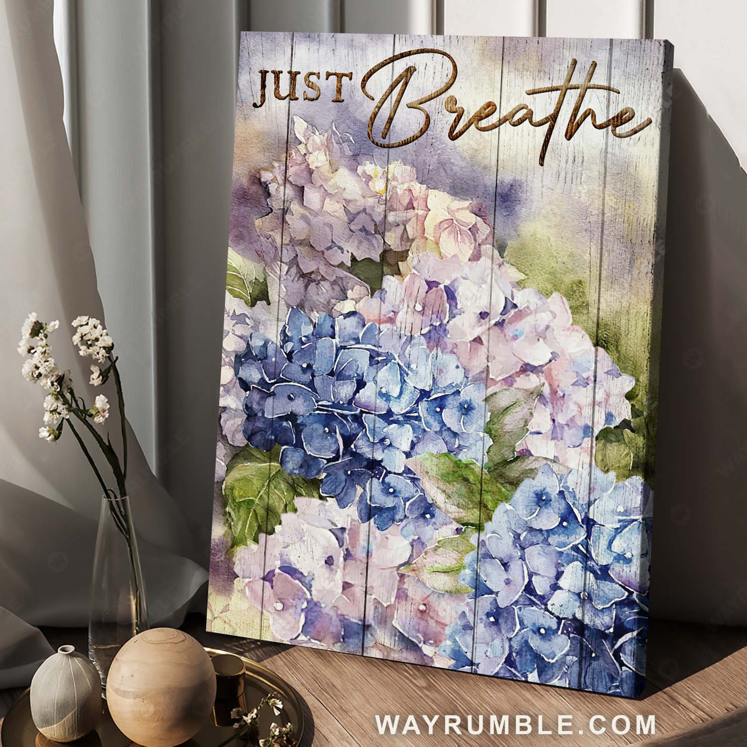 Blue hydrangea, Flower painting, Inspirational art, Just breathe - Jesus Portrait Canvas Prints, Home Decor Wall Art