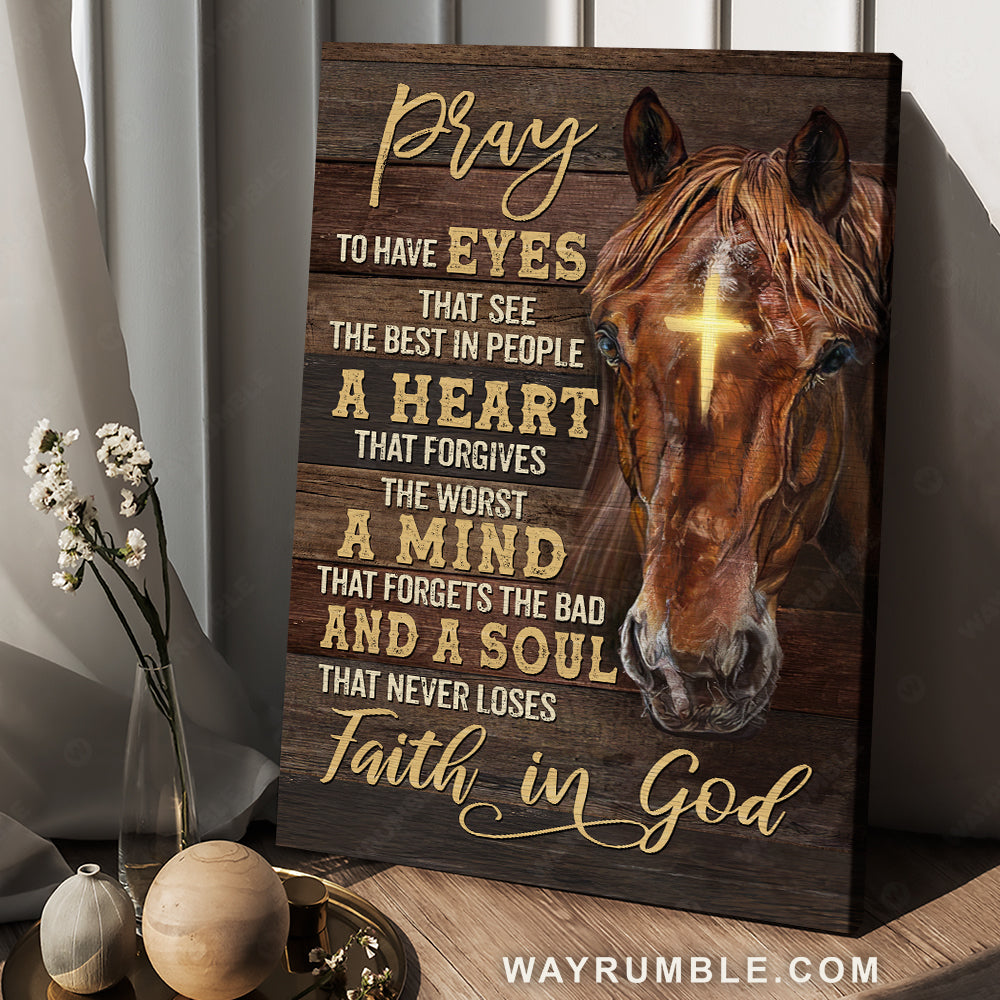 Great horse painting, Awesome cross, A soul that never loses faith in God - Jesus Portrait Canvas Prints, Christan Wall Art