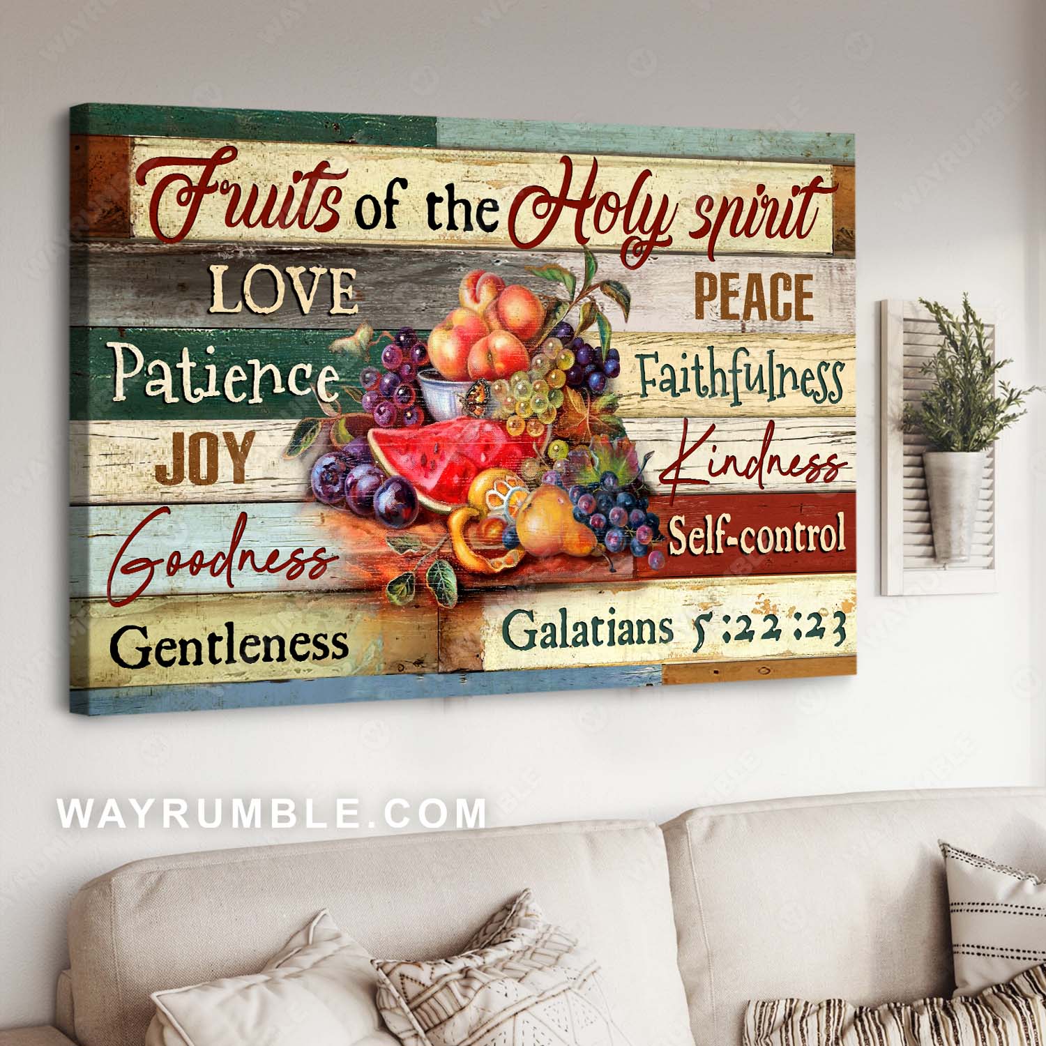 Fruit painting, Inspirational quote, Bible verse, Fruits of the Holy Spirit - Jesus Landscape Canvas Prints, Home Decor Wall Art