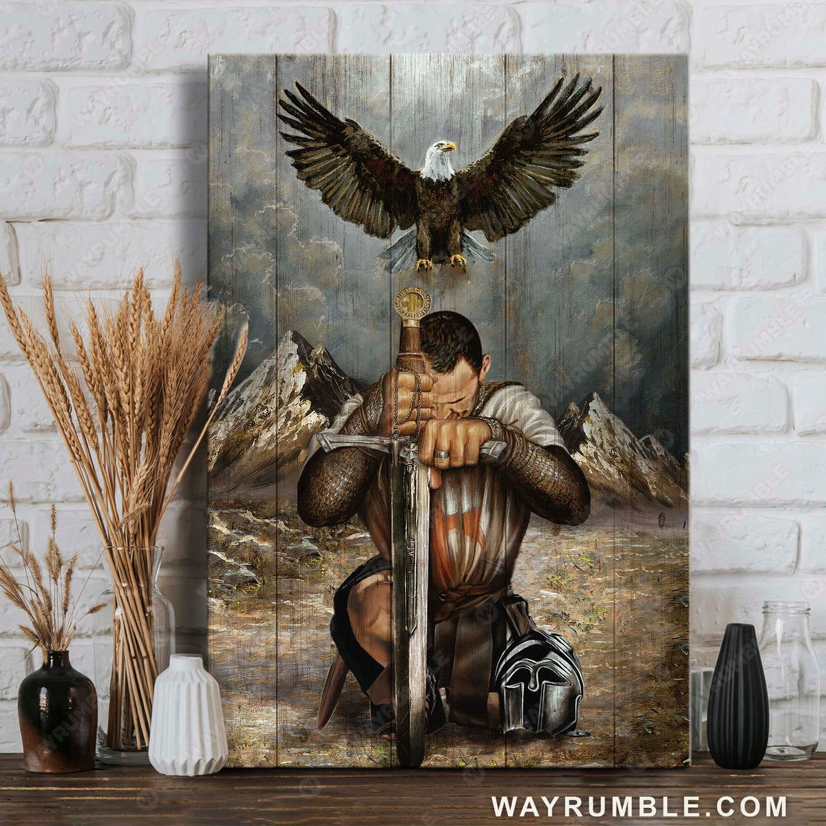 Bald eagle, Warrior of Christ, Sword of the spirit, Inspirational painting - Jesus Portrait Canvas Prints, Christian Wall Art