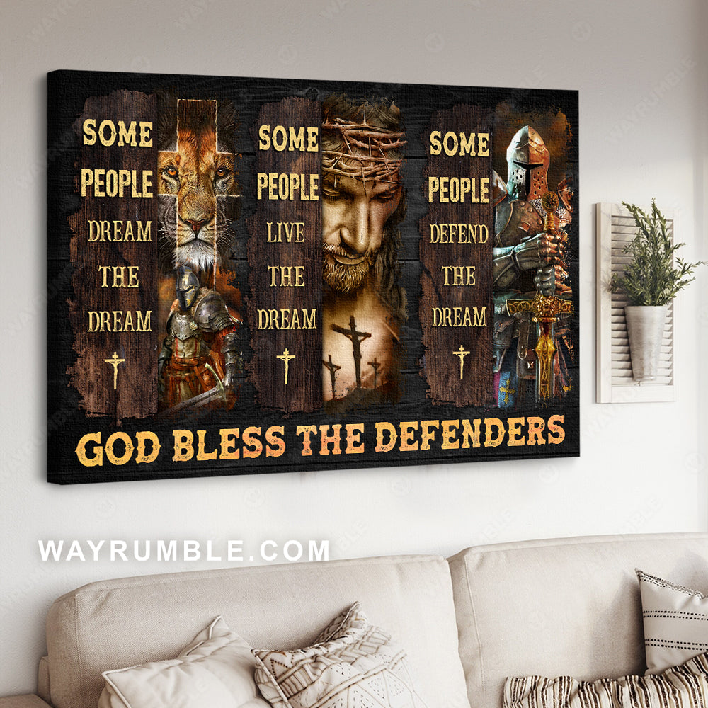Lion of Judah, Warrior of God, Jesus painting, Religious art, God bless the defenders - Jesus Landscape Canvas Prints, Christian Wall Art