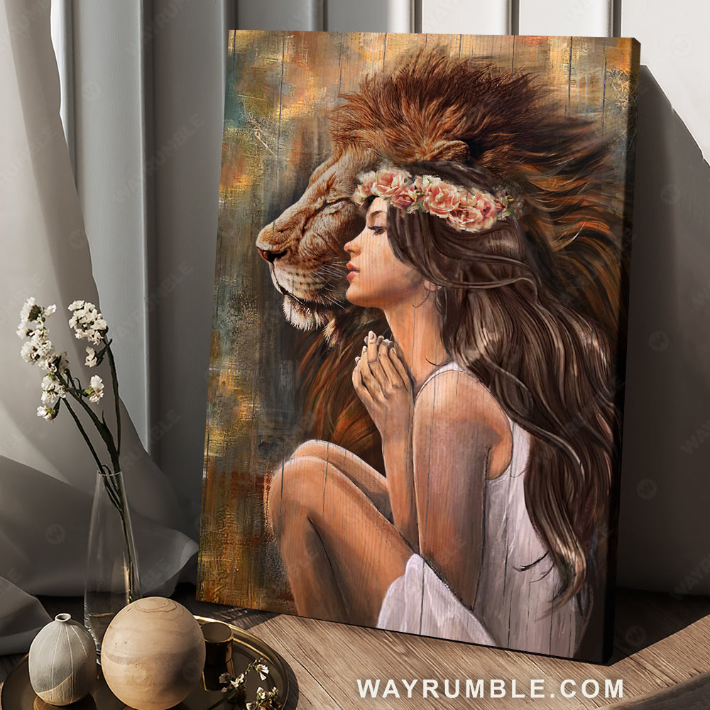 Abstract art, Lion of Judah, Pretty woman, Religious painting - Jesus Portrait Canvas Prints, Christian Wall Art