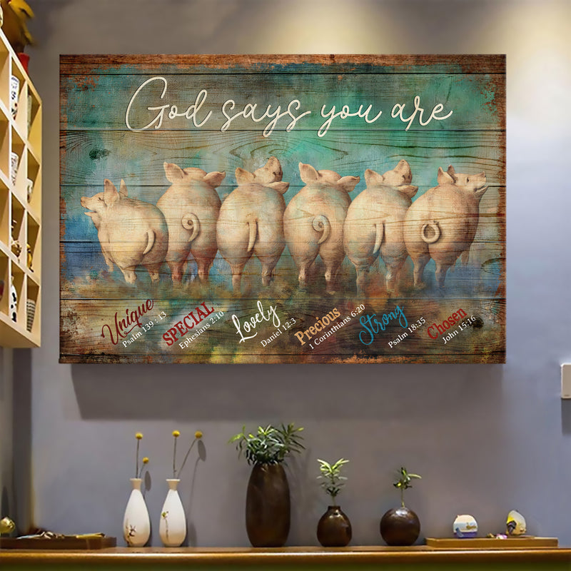 Funny pig, God says you are - Jesus Landscape Canvas Prints, Wall Art ...
