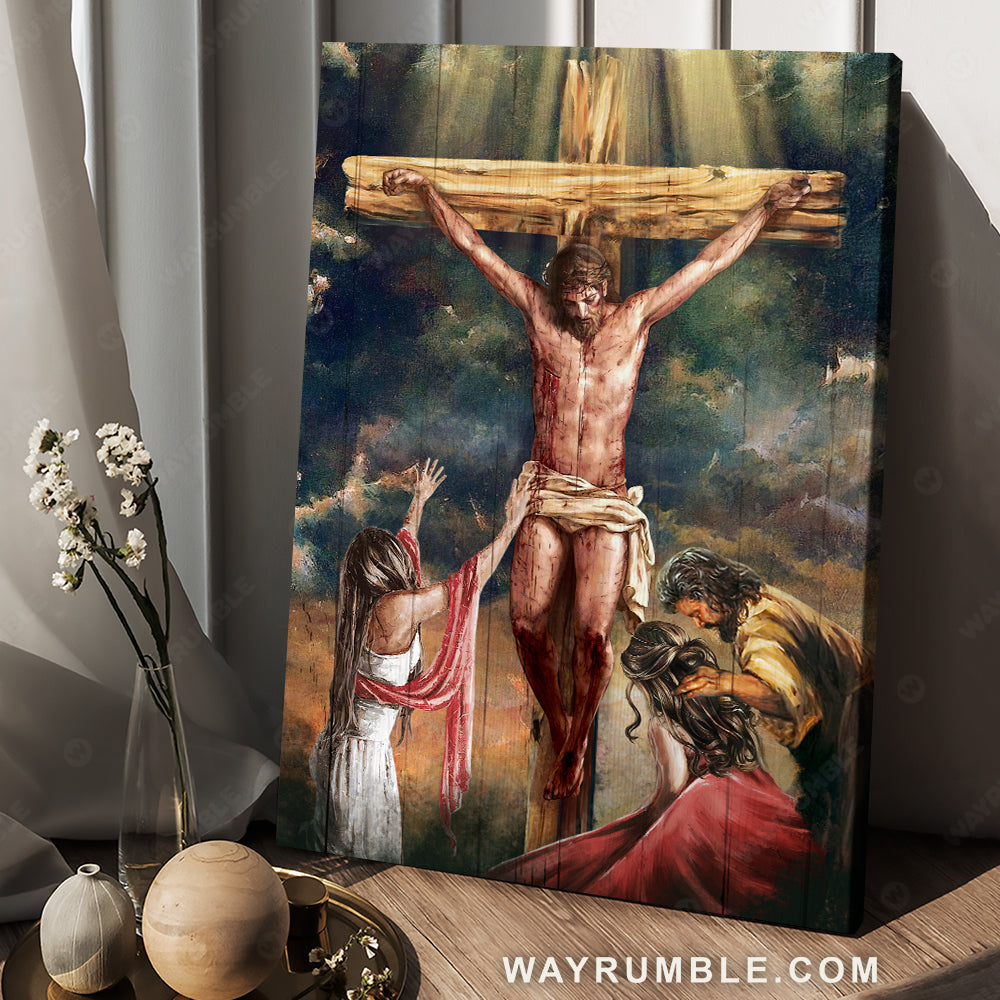 Crucifixion of Jesus, Jesus painting, Jesus on the cross, Prayer for healing - Jesus Portrait Canvas Prints, Christian Wall Art