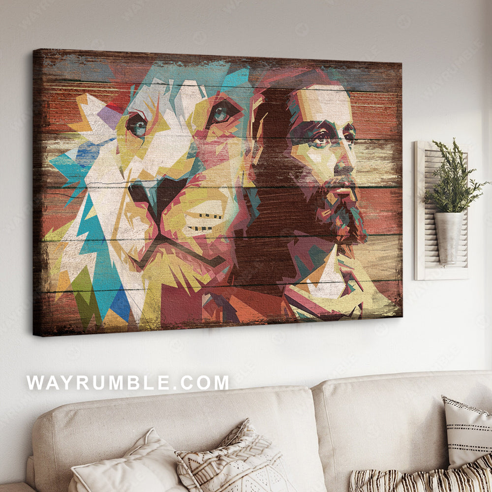 Awesome Lion of Judah, Jesus painting, Abstract art, Watercolor painting - Jesus Landscape Canvas Prints, Christian Wall Art