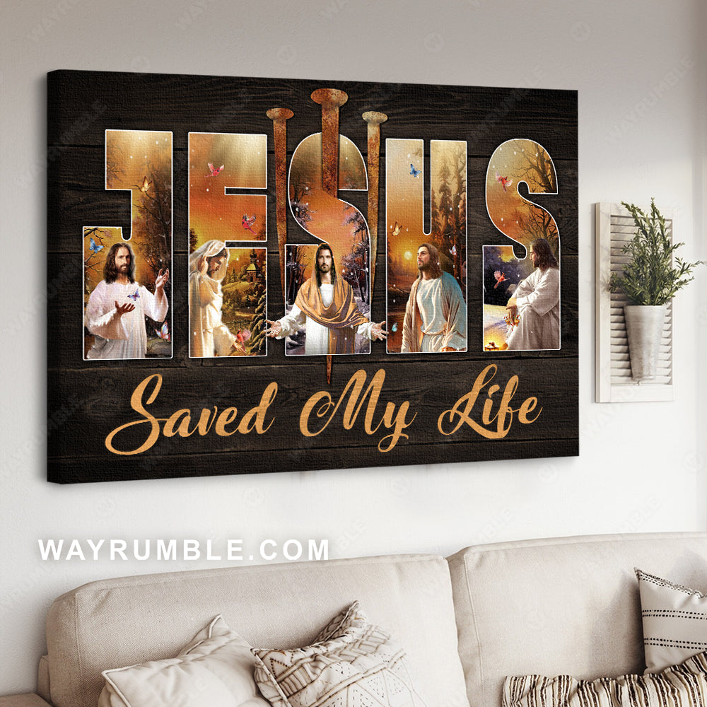 Christ the redeemer, Jesus painting, 3 holy nails, Jesus saved my life - Jesus Landscape Canvas Prints, Christian Wall Art