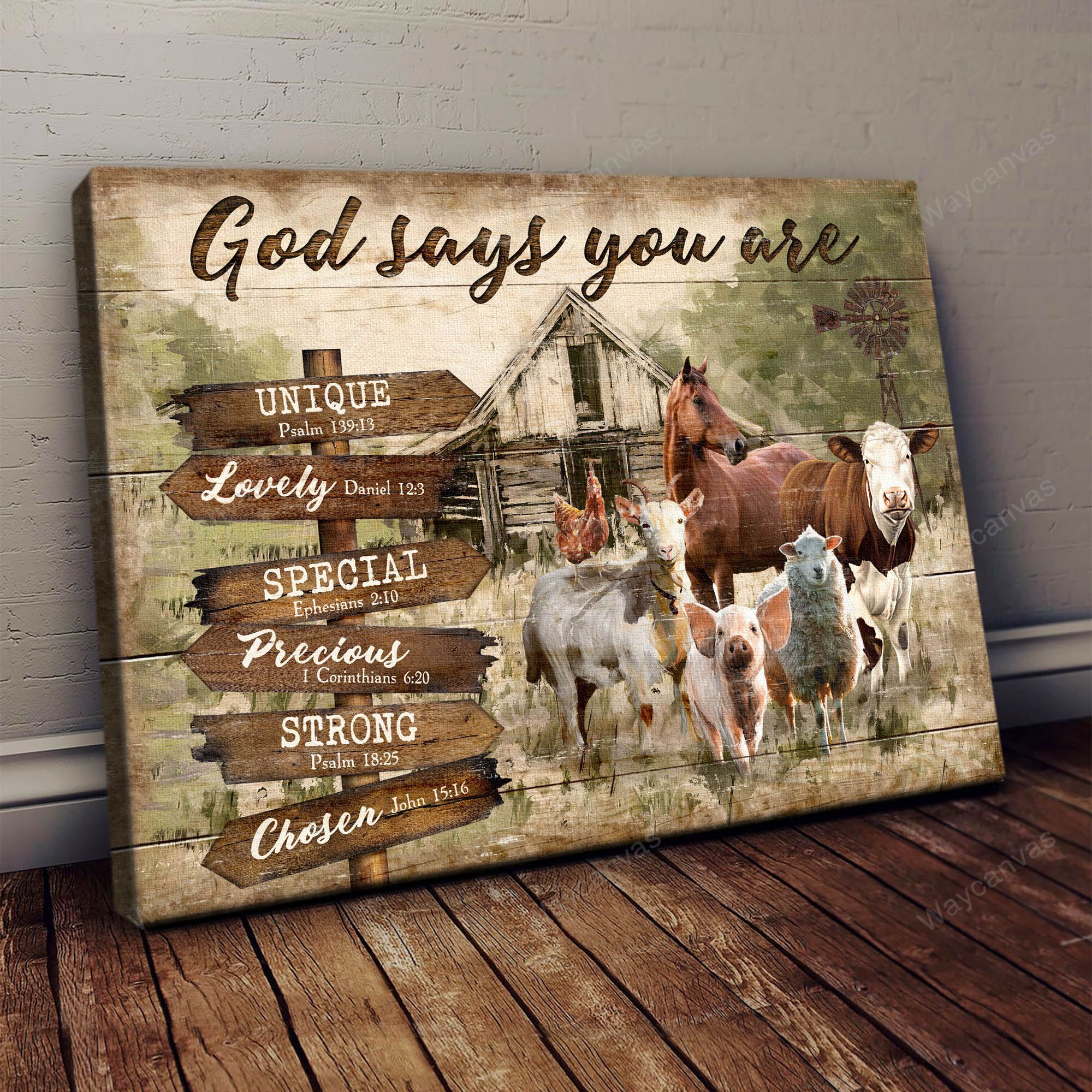 Farm life, Animal, God says you are - Jesus Landscape Canvas Prints, Wall Art