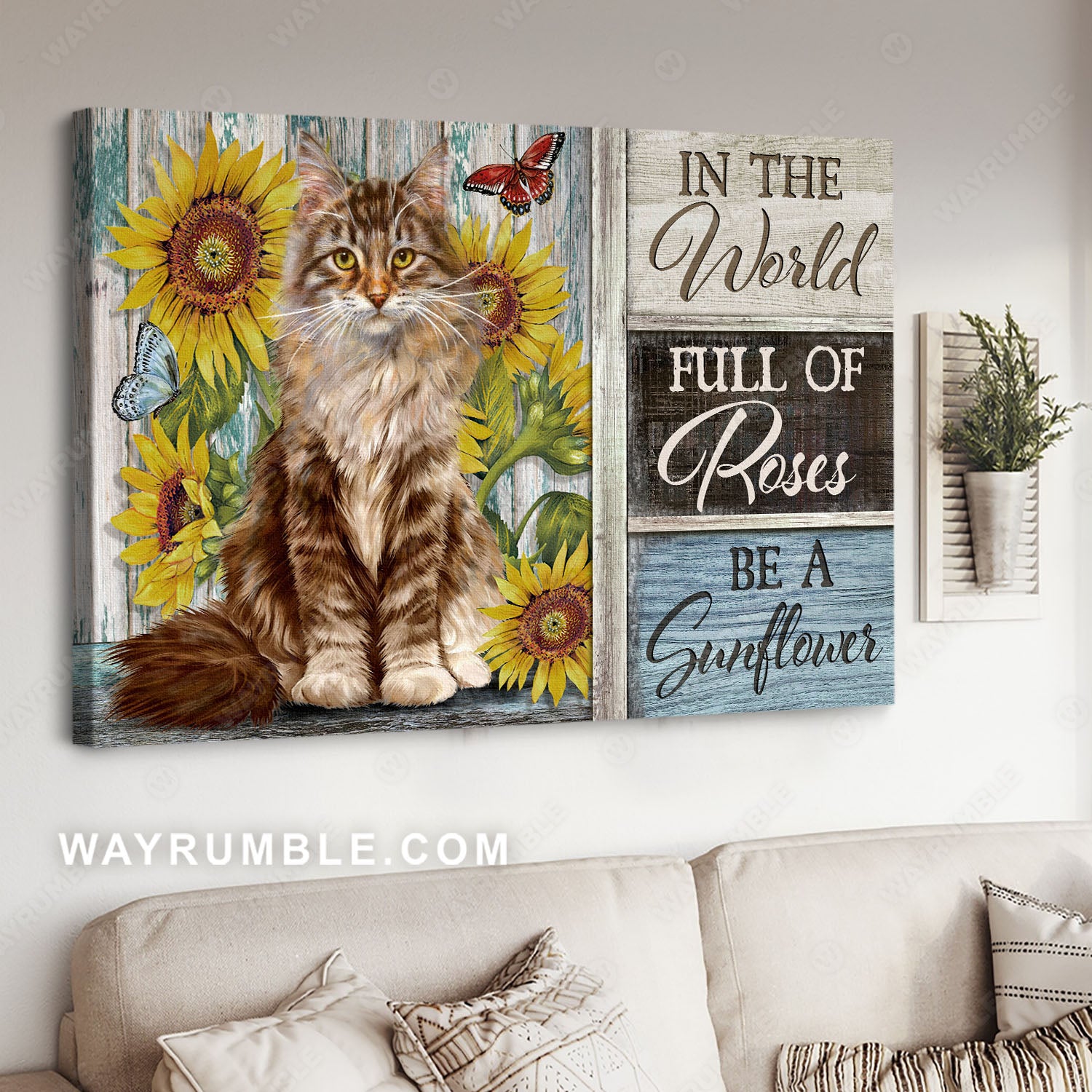 Cat painting, Watercolor sunflower, Colorful butterflies, In the world full of roses - Jesus Landscape Canvas Prints, Home Decor Wall Art