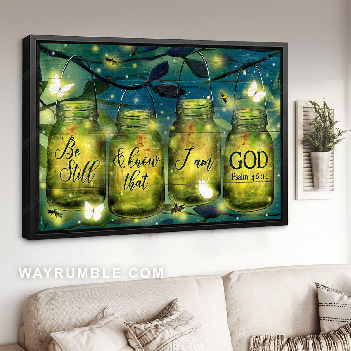 Fantasy forest, Sparkling fireflies, Abstract butterfly, Be still &amp; know that I am God - Jesus Landscape Canvas Prints, Home Decor Wall Art
