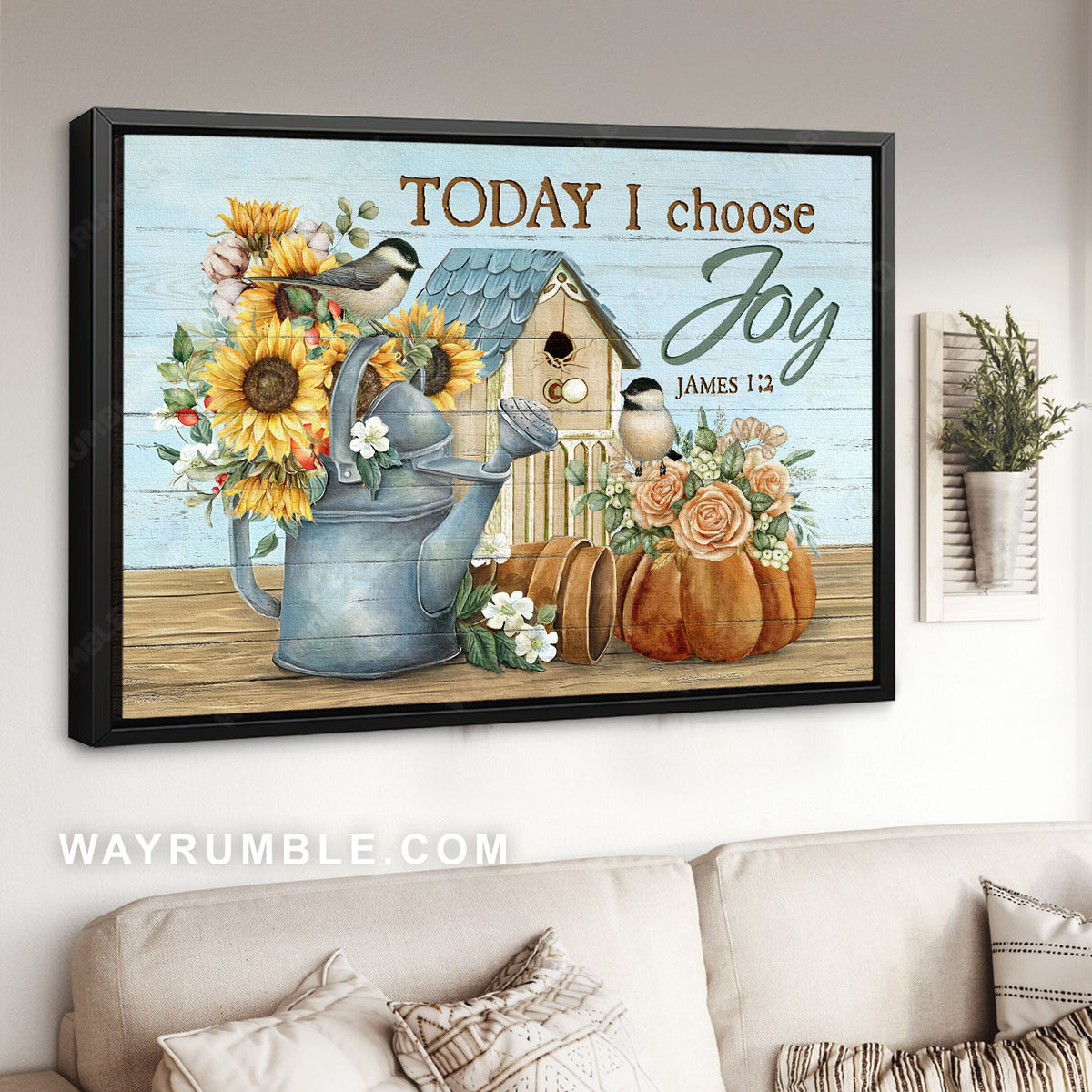 Chickadee drawing, Bird house, Rustic flower garden, Today I choose joy - Jesus Landscape Canvas Prints, Home Decor Wall Art