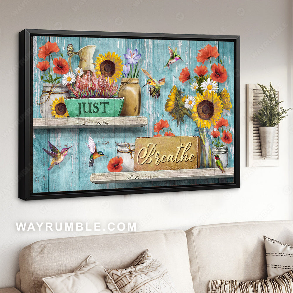 Great flower painting, Beautiful hummingbird, Dream garden, Just breathe - Jesus Landscape Canvas Prints, Christian Wall Art