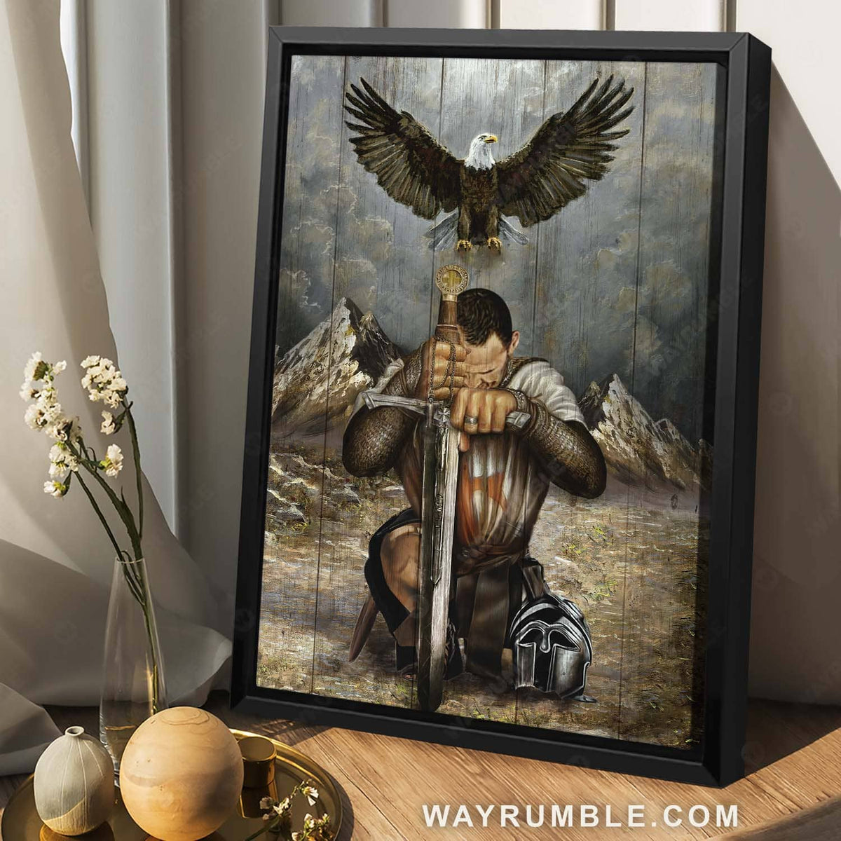 Bald eagle, Warrior of Christ, Sword of the spirit, Inspirational painting - Jesus Portrait Canvas Prints, Christian Wall Art