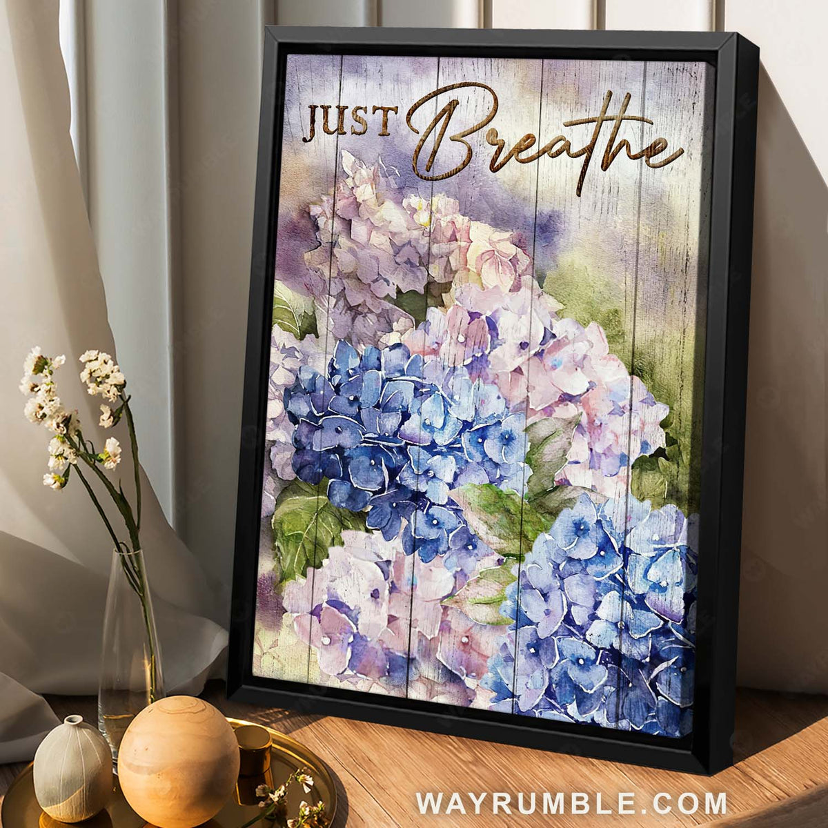 Blue hydrangea, Flower painting, Inspirational art, Just breathe - Jesus Portrait Canvas Prints, Home Decor Wall Art
