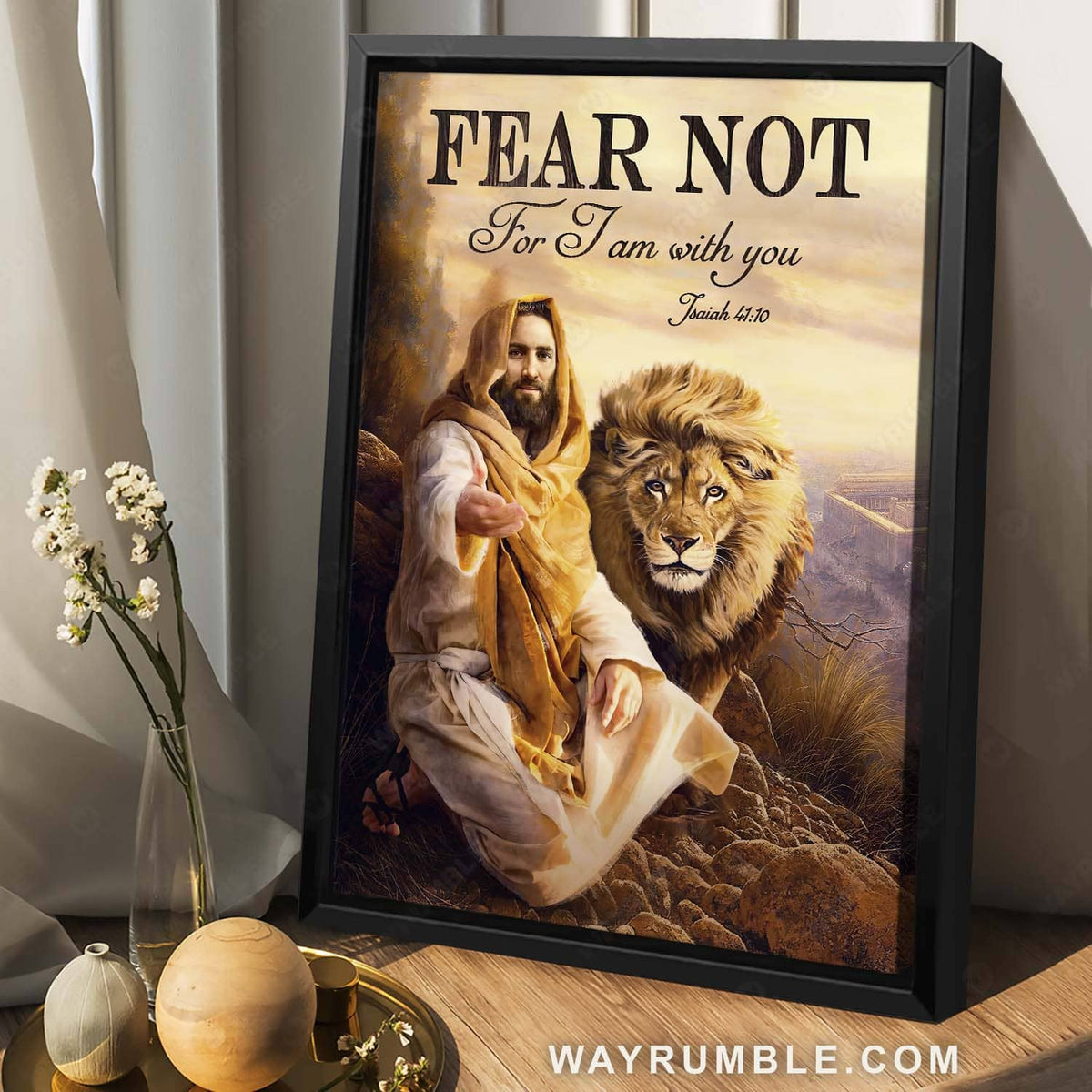 Lion of Judah, Bible verse, Jesus hand, Fear not for I am with you - Jesus Portrait Canvas Prints, Christian Wall Art