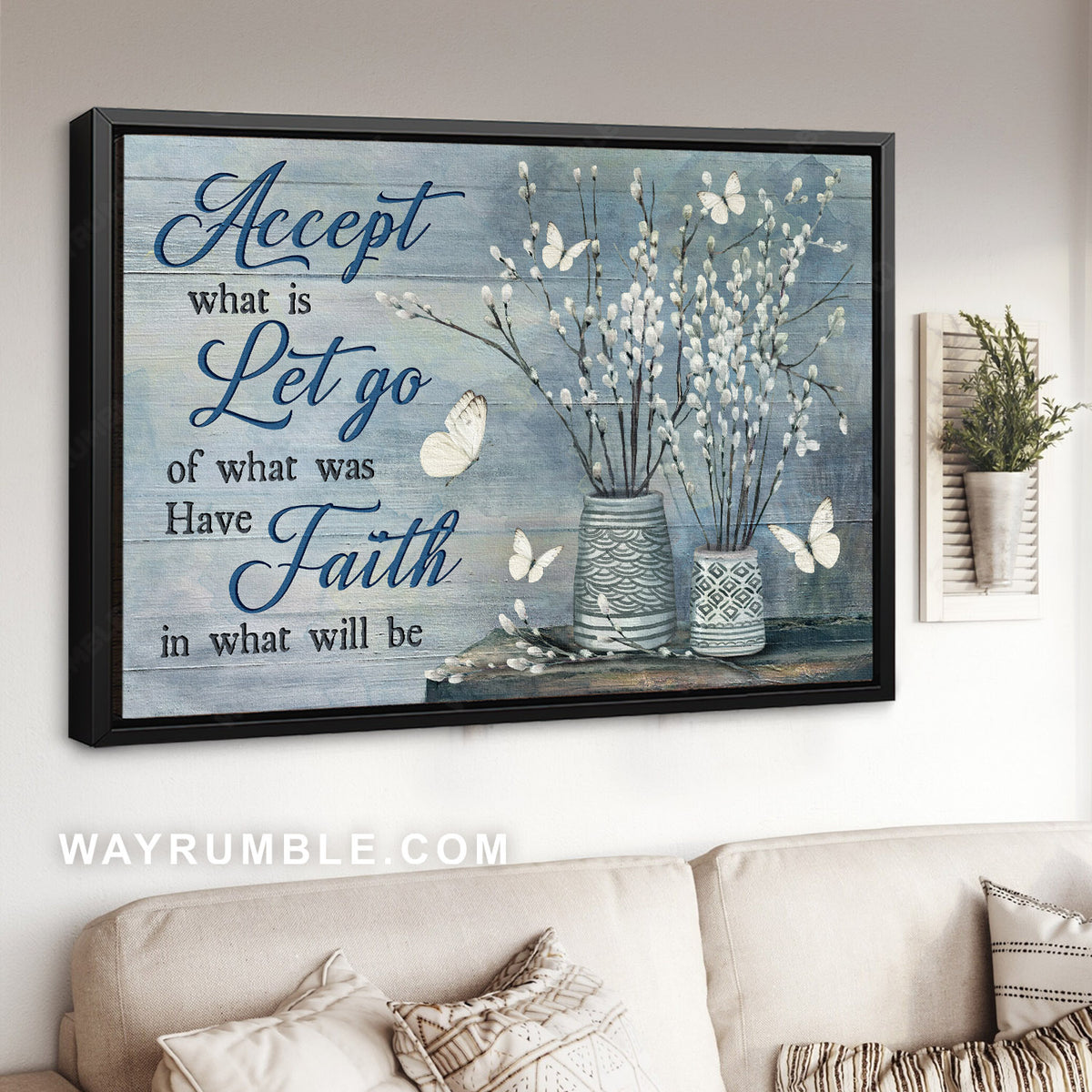 Lovely white butterfly, Vintage flower painting, Have faith in what will be - Jesus Landscape Canvas Prints, Christian Wall Art