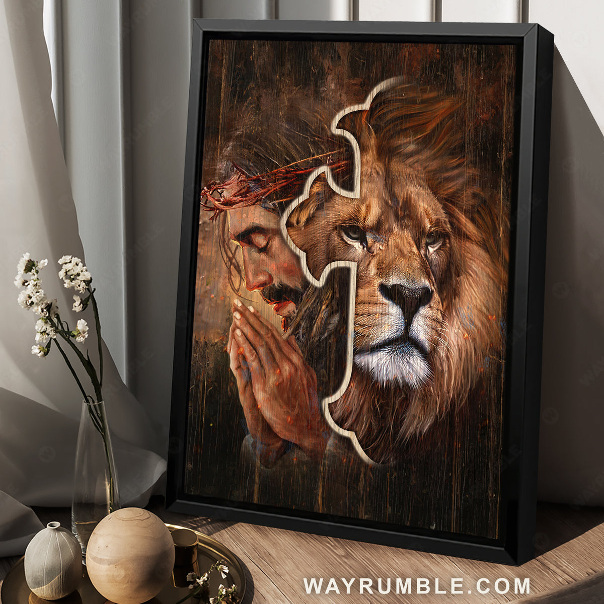 Abstract cross, Jesus painting, Lion of Judah, Pray for healing - Jesus Portrait Canvas Prints, Christian Wall Art