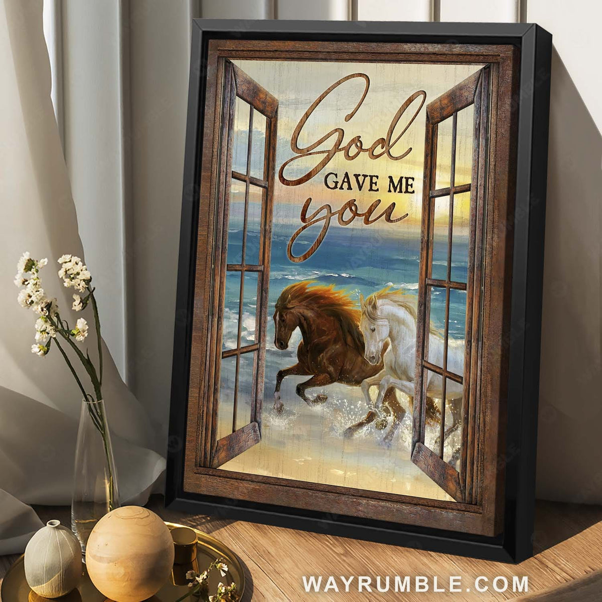 Horse painting, Wild horses, On the beach, Wooden windows, God gave me you - Jesus Portrait Canvas Prints, Home Decor Wall Art