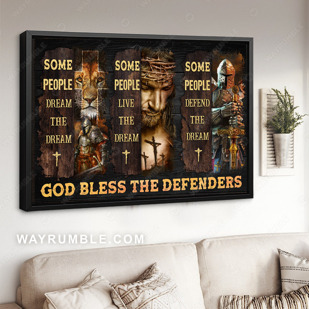 Lion of Judah, Warrior of God, Jesus painting, Religious art, God bless the defenders - Jesus Landscape Canvas Prints, Christian Wall Art