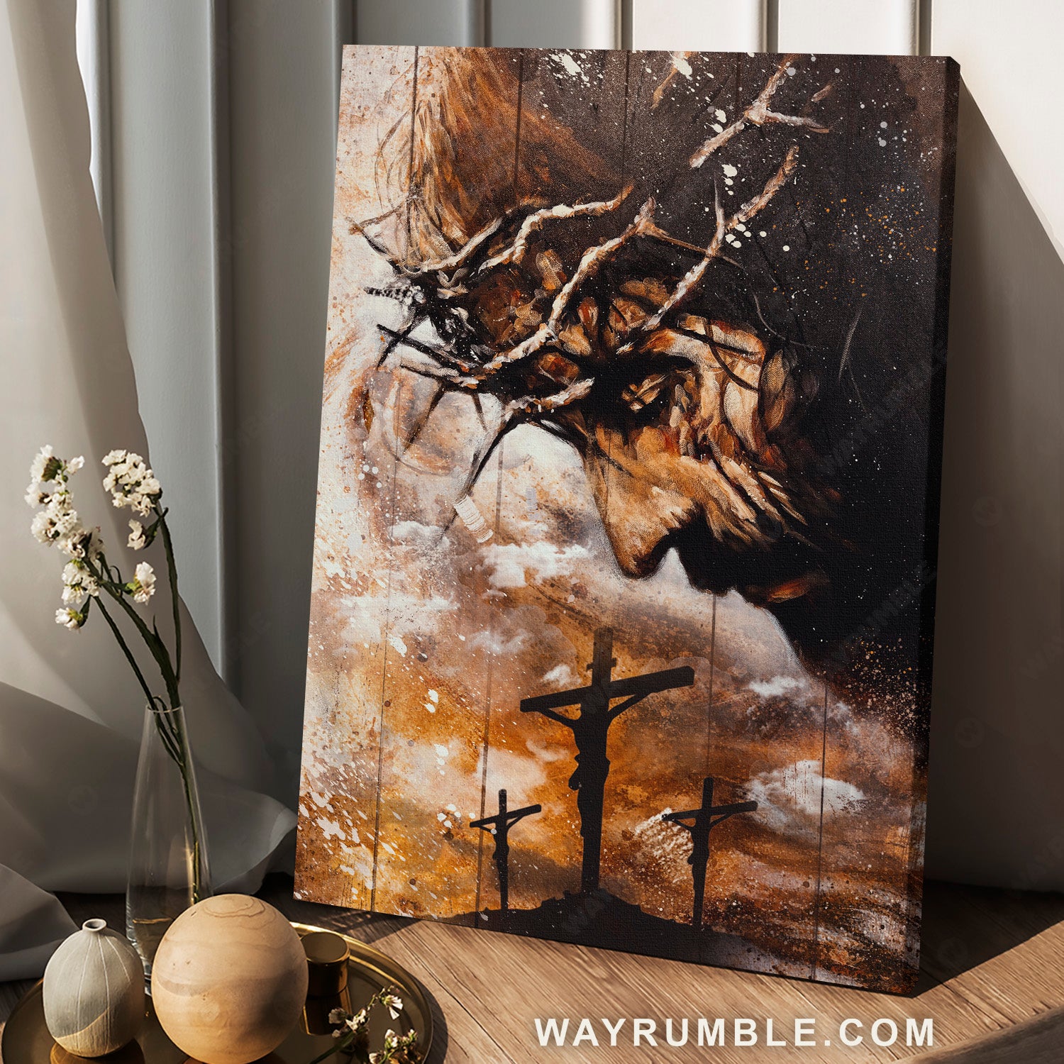 Crucifixion of Jesus, Jesus painting, Crown of thorns, Abstract art - Jesus Portrait Canvas Prints, Christian Wall Art