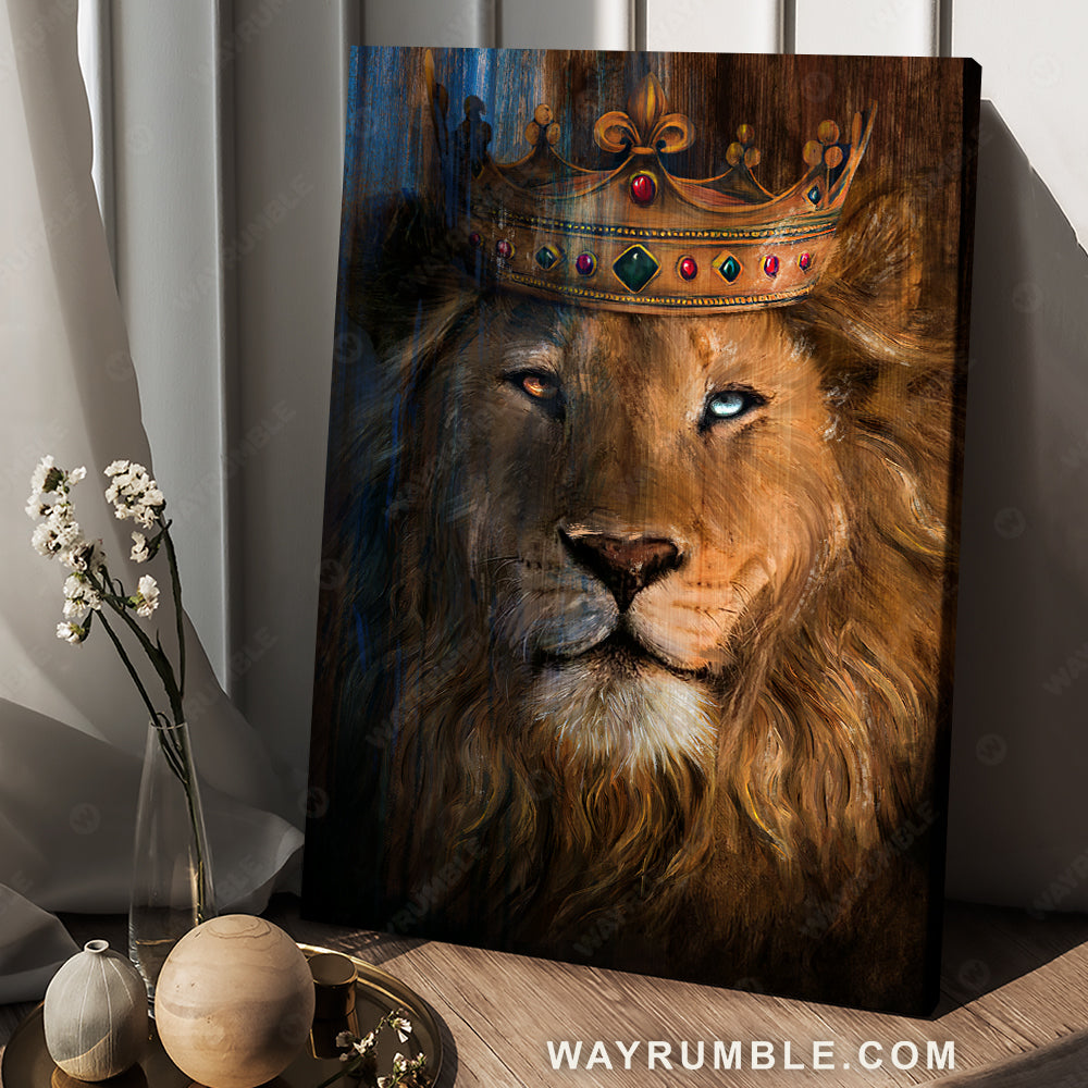 Abstract lion head, Lion of Judah, Gorgeous crown, Religious art, Jesus is King - Jesus Portrait Canvas Prints, Christian Wall Art