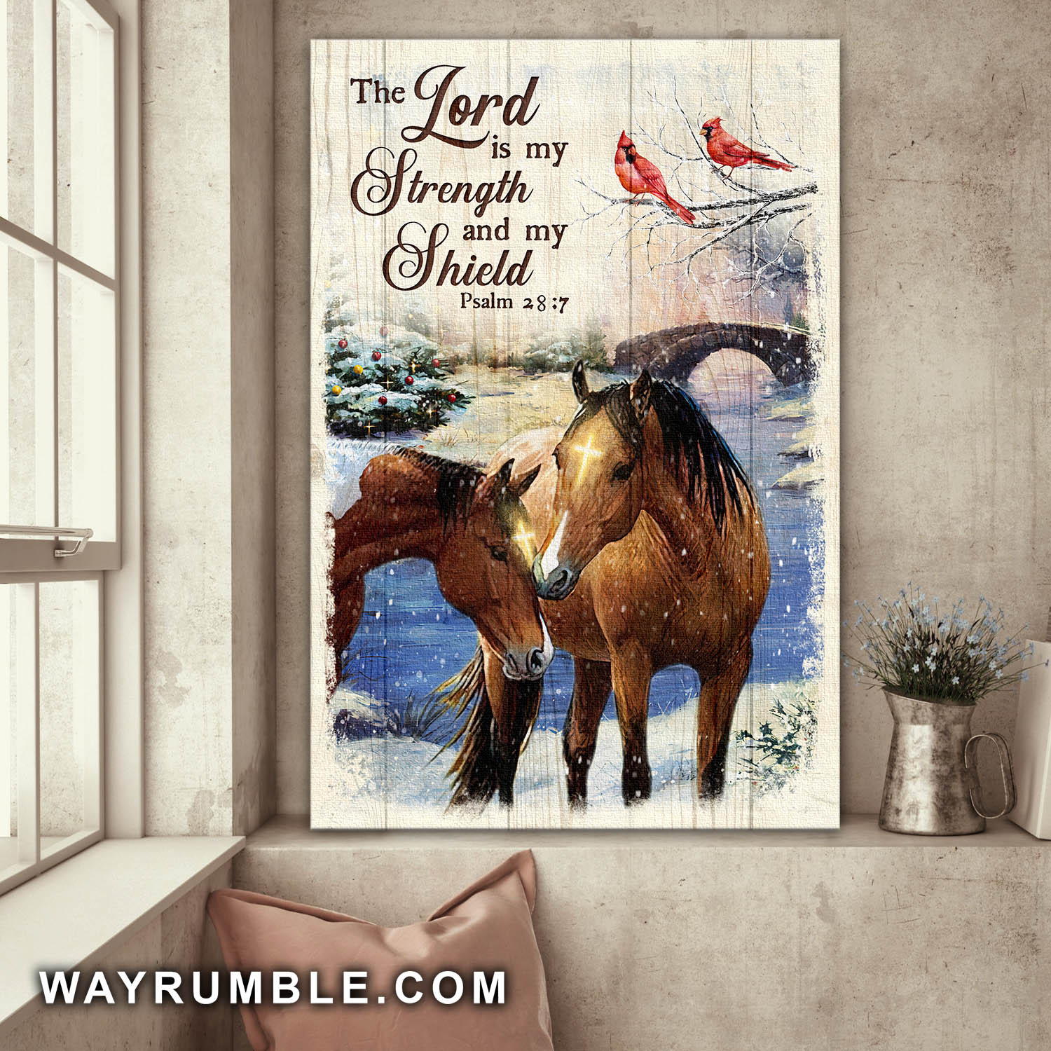 Horse Couple. Cardinal, The Lord is my strength and my shield - Jesus Portrait Canvas Prints, Wall Art