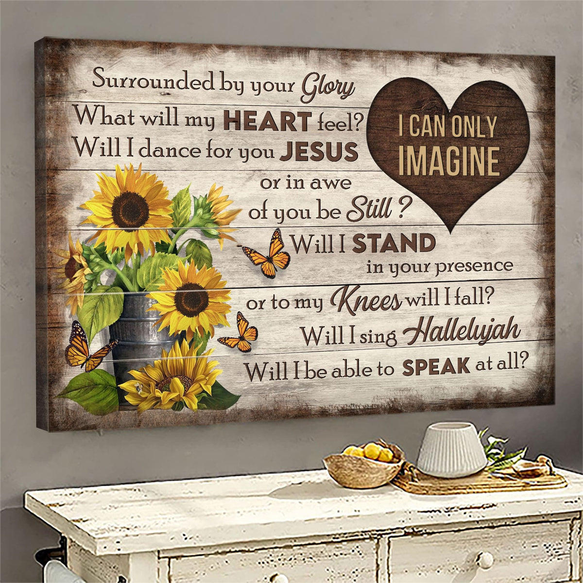 Butterfly and sunflower - I can only imagine Jesus Landscape Canvas Print - Wall Art
