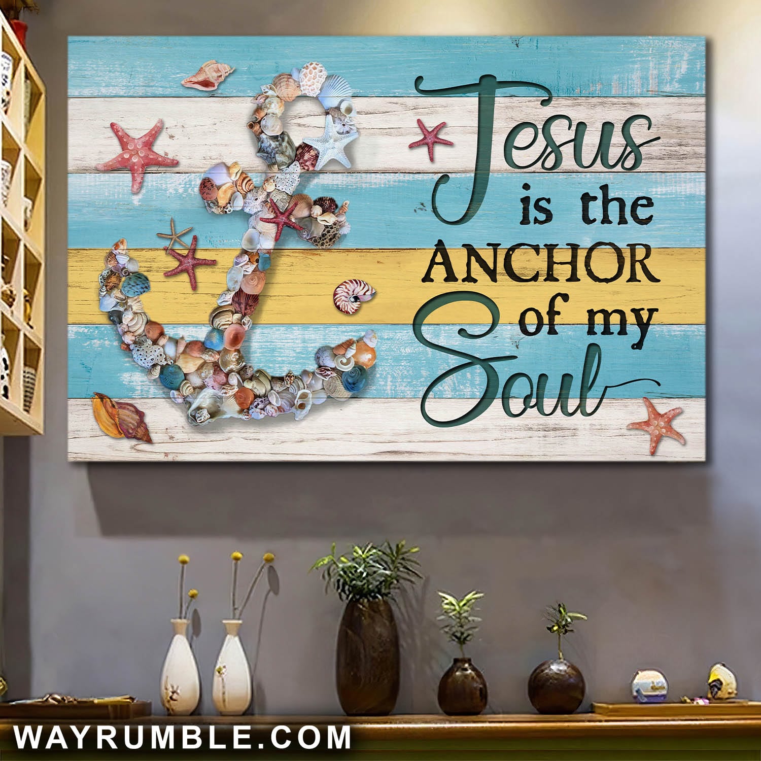 Seashell anchor, Jesus is the anchor of my soul - Jesus Landscape Canvas Prints, Wall Art