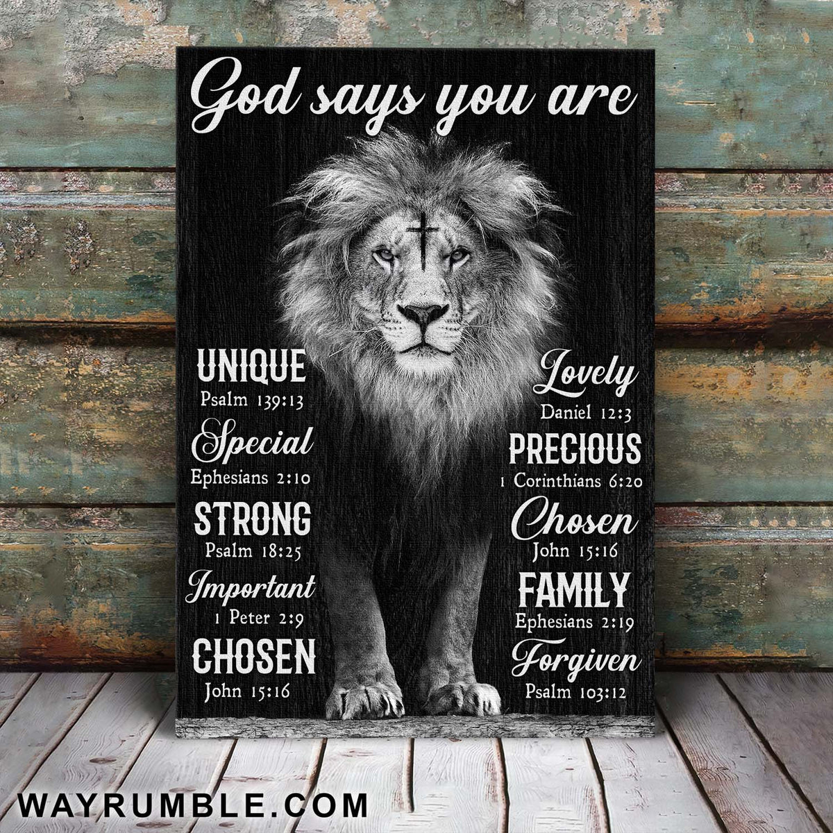 Lion of Judah, Cross, God says you are - Jesus Portrait Canvas Prints, Wall Art