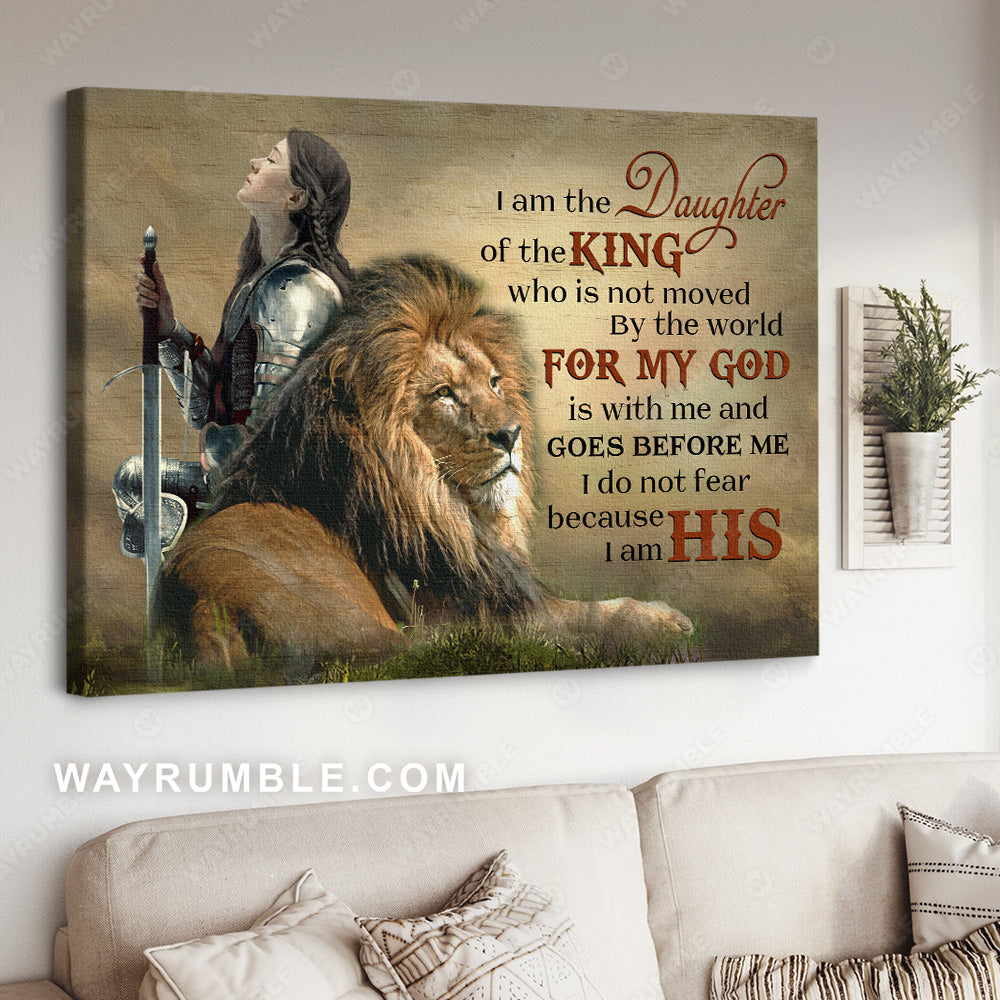 Daughter of King, Female warrior, Lion of Judah, I do not fear because I am His - Jesus Landscape Canvas Prints, Christian Wall Art