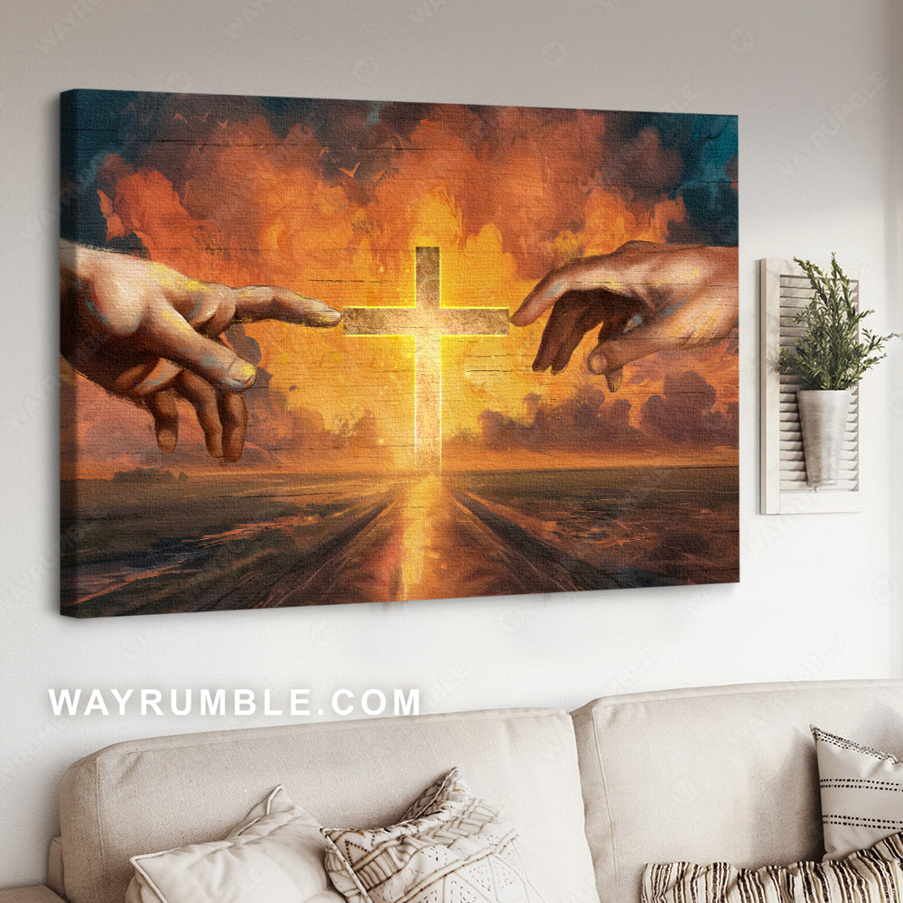 Abstract cross painting, Watercolor sunset, Inspirational art, Christian gift - Jesus Landscape Canvas Prints, Home Decor Wall Art
