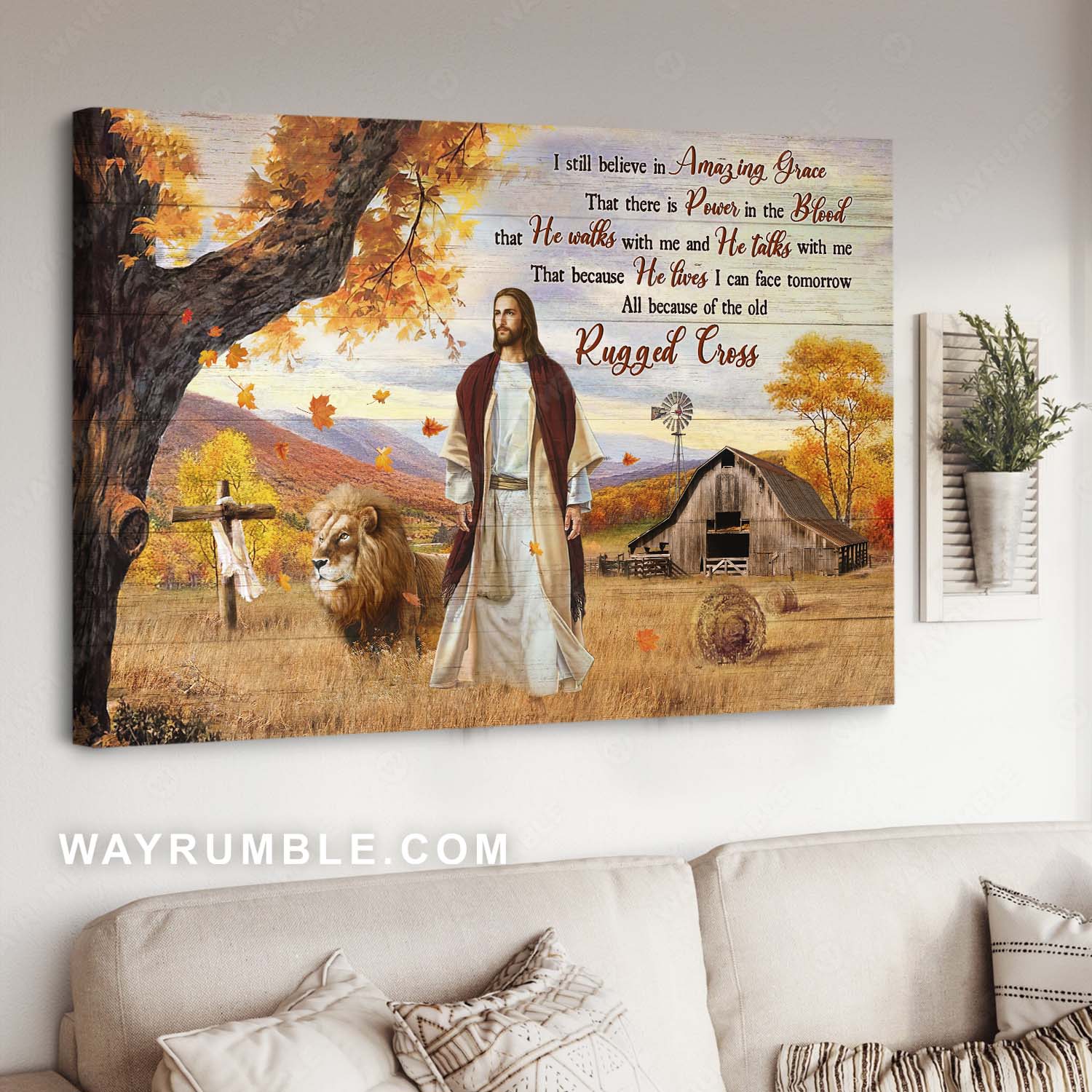 Autumn season, Jesus painting, Lion of Judah, I still believe in amazing grace - Jesus Landscape Canvas Prints, Christian Wall Art