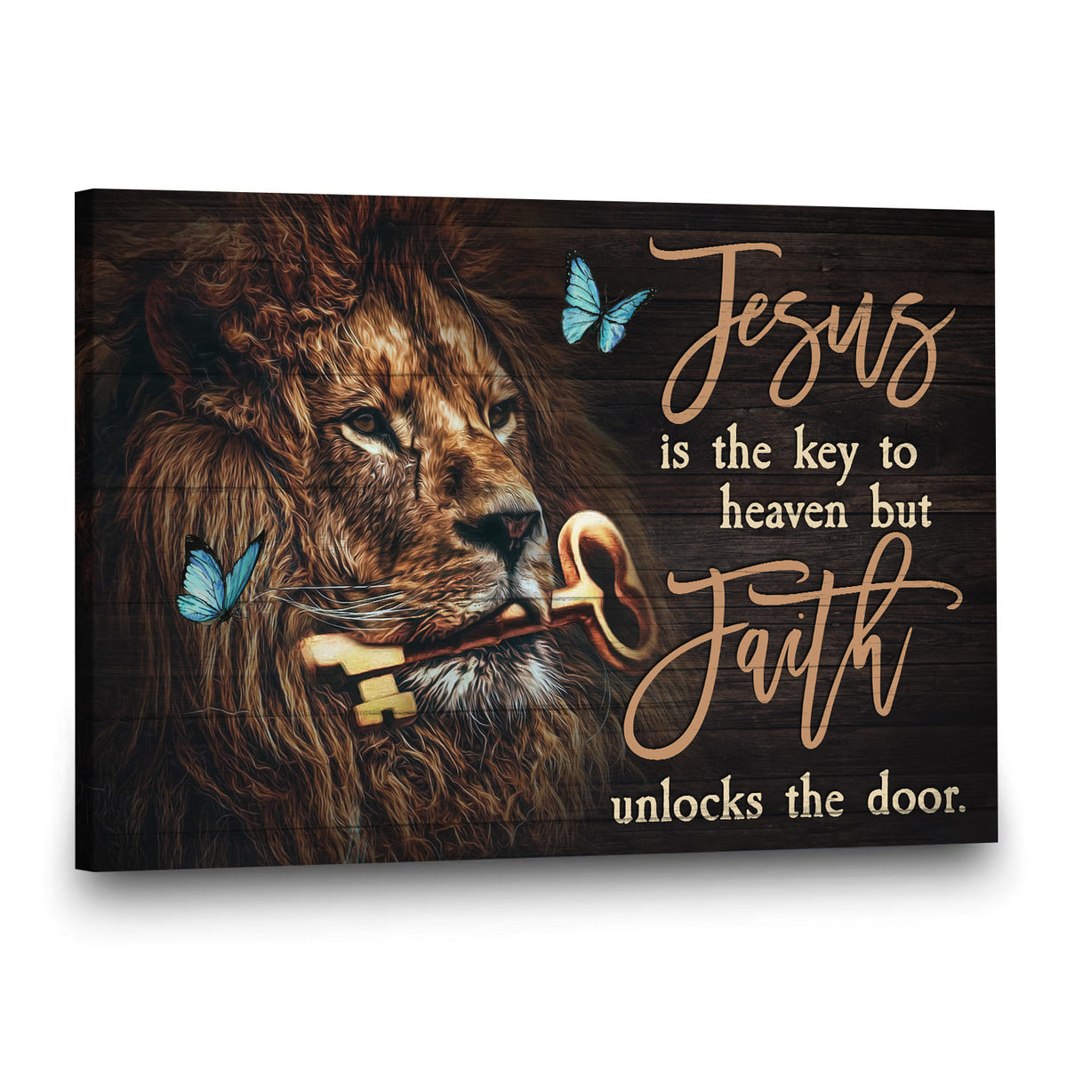 Jesus - Lion - Jesus is the key to heaven but Faith unlocks the door - Landscape Canvas Prints, Wall Art
