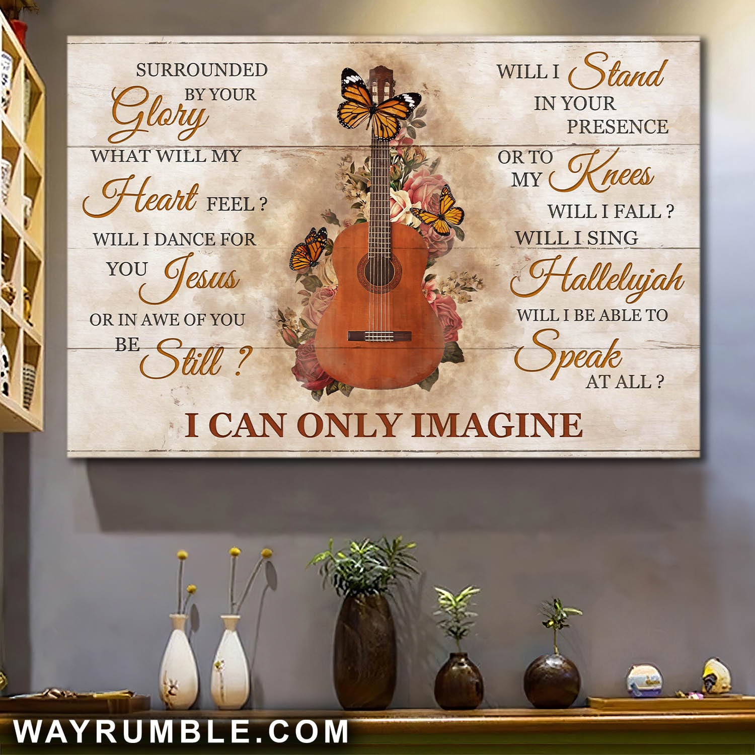Guitar, Rose, Butterfly, I can only imagine - Jesus Landscape Canvas Prints, Wall Art