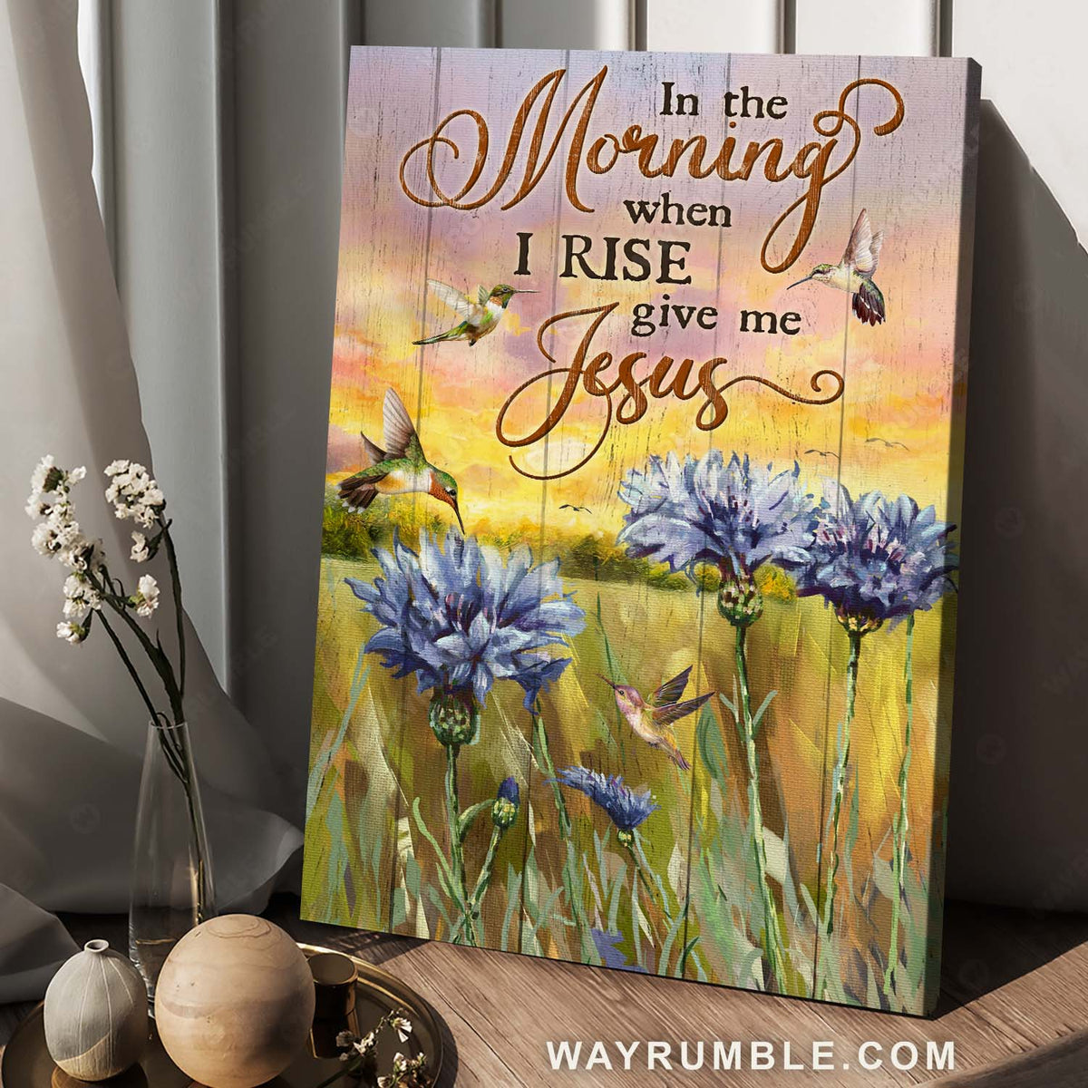 Hummingbird drawing, Purple flower, Beautiful morning, In the morning when I rise - Jesus Portrait Canvas Prints, Home Decor Wall Art