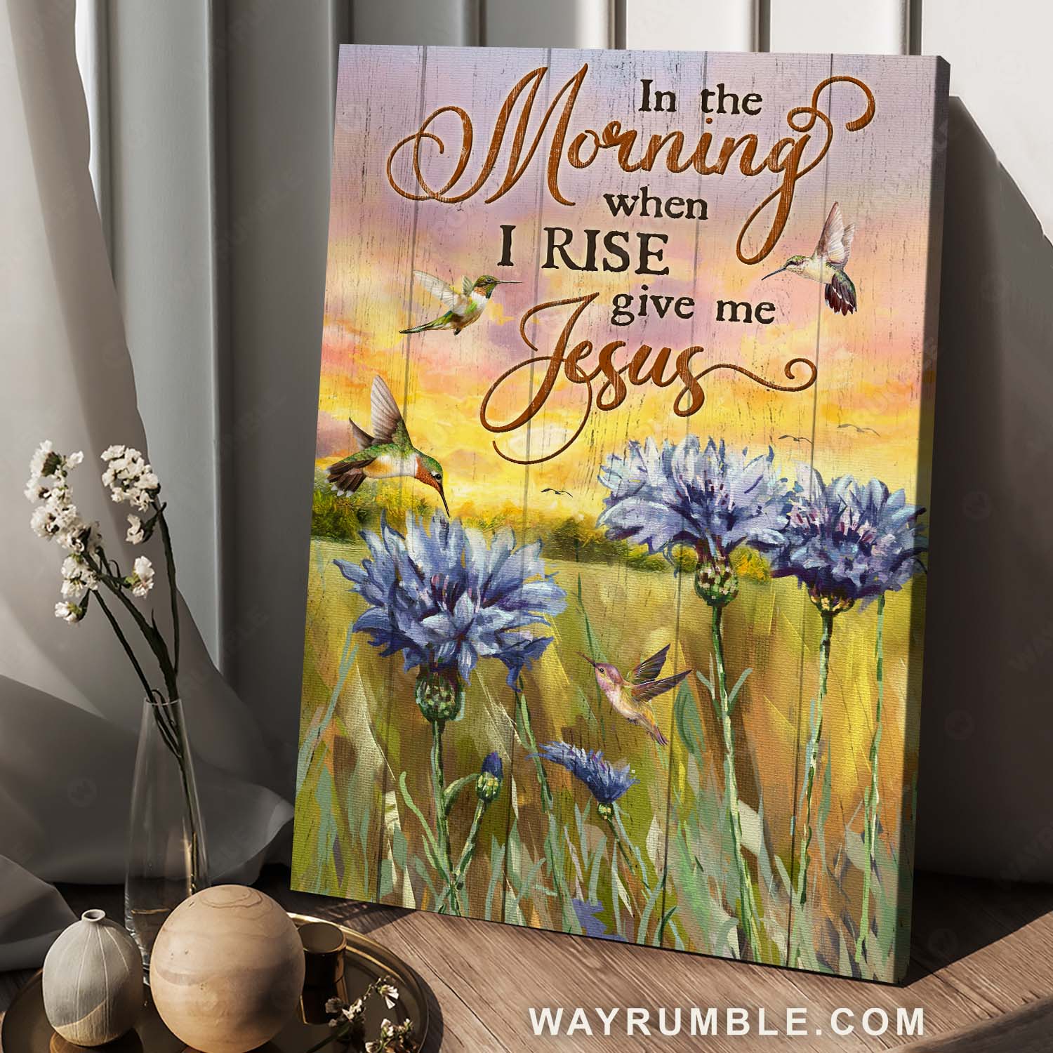 Hummingbird drawing, Purple flower, Beautiful morning, In the morning when I rise - Jesus Portrait Canvas Prints, Home Decor Wall Art