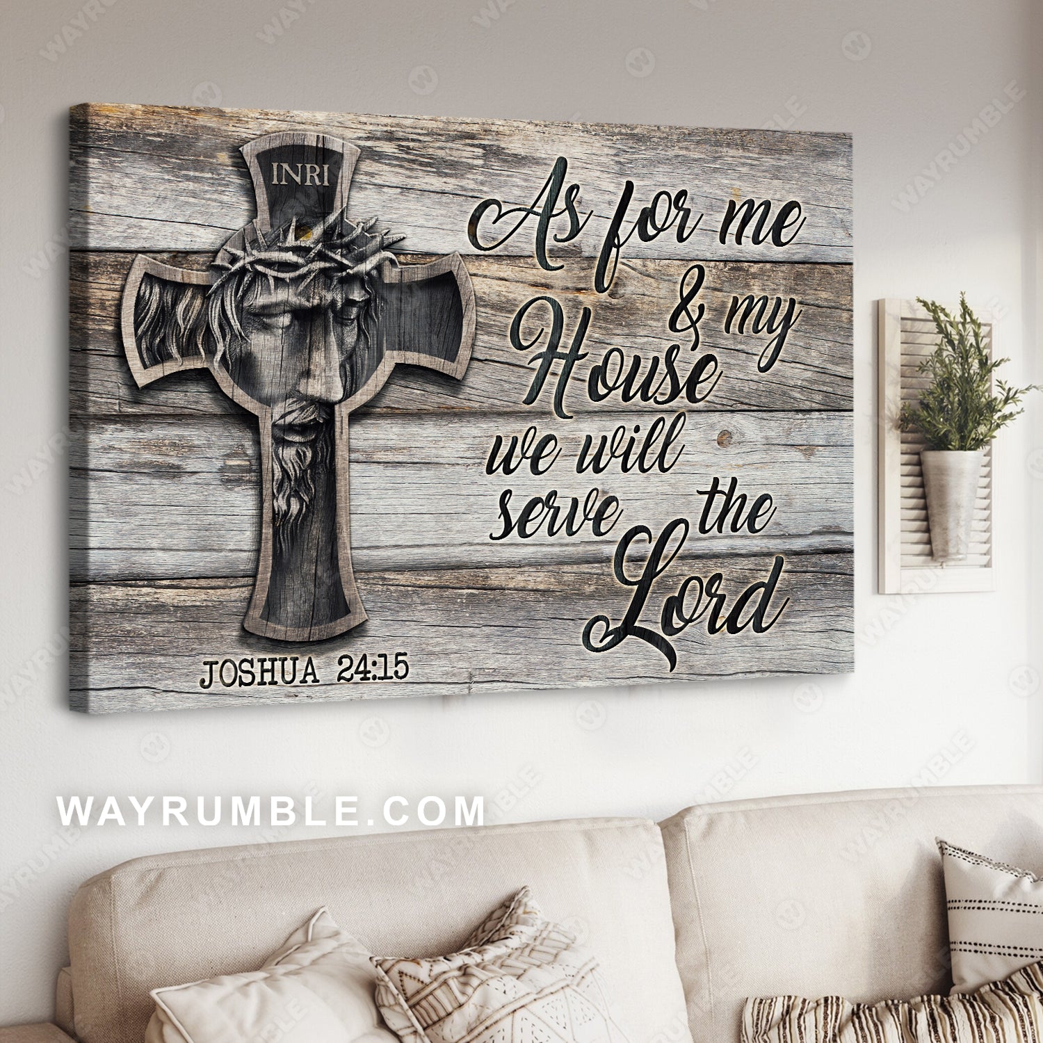 Jesus painting, Bible verse, Jesus cross, We will serve the Lord - Jesus Landscape Canvas Prints, Christian Wall Art